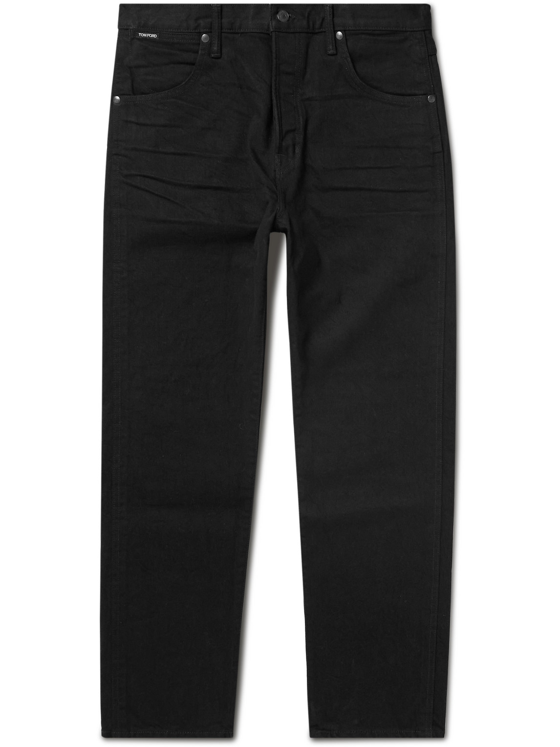 Tom Ford Tapered Selvedge Jeans In Black