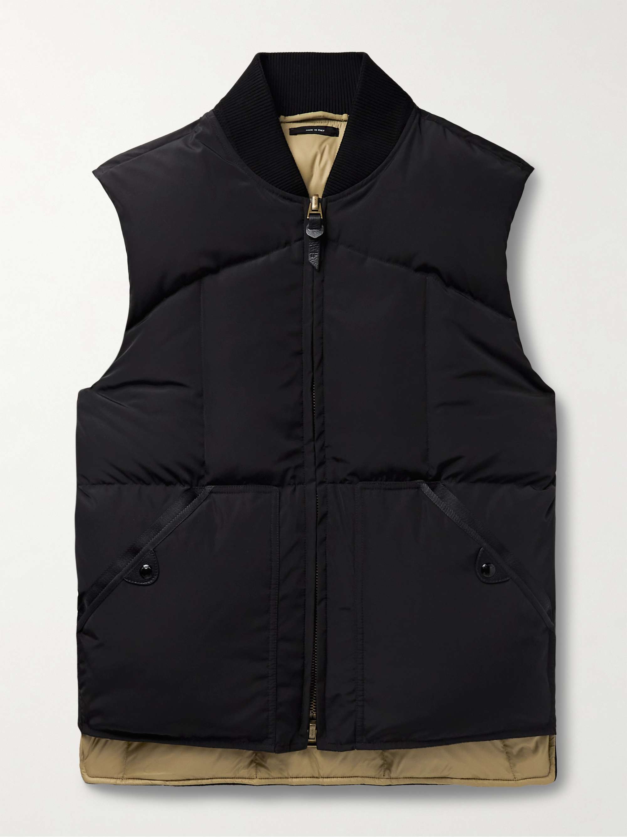 TOM FORD Leather-Trimmed Quilted Shell Down Gilet for Men | MR PORTER