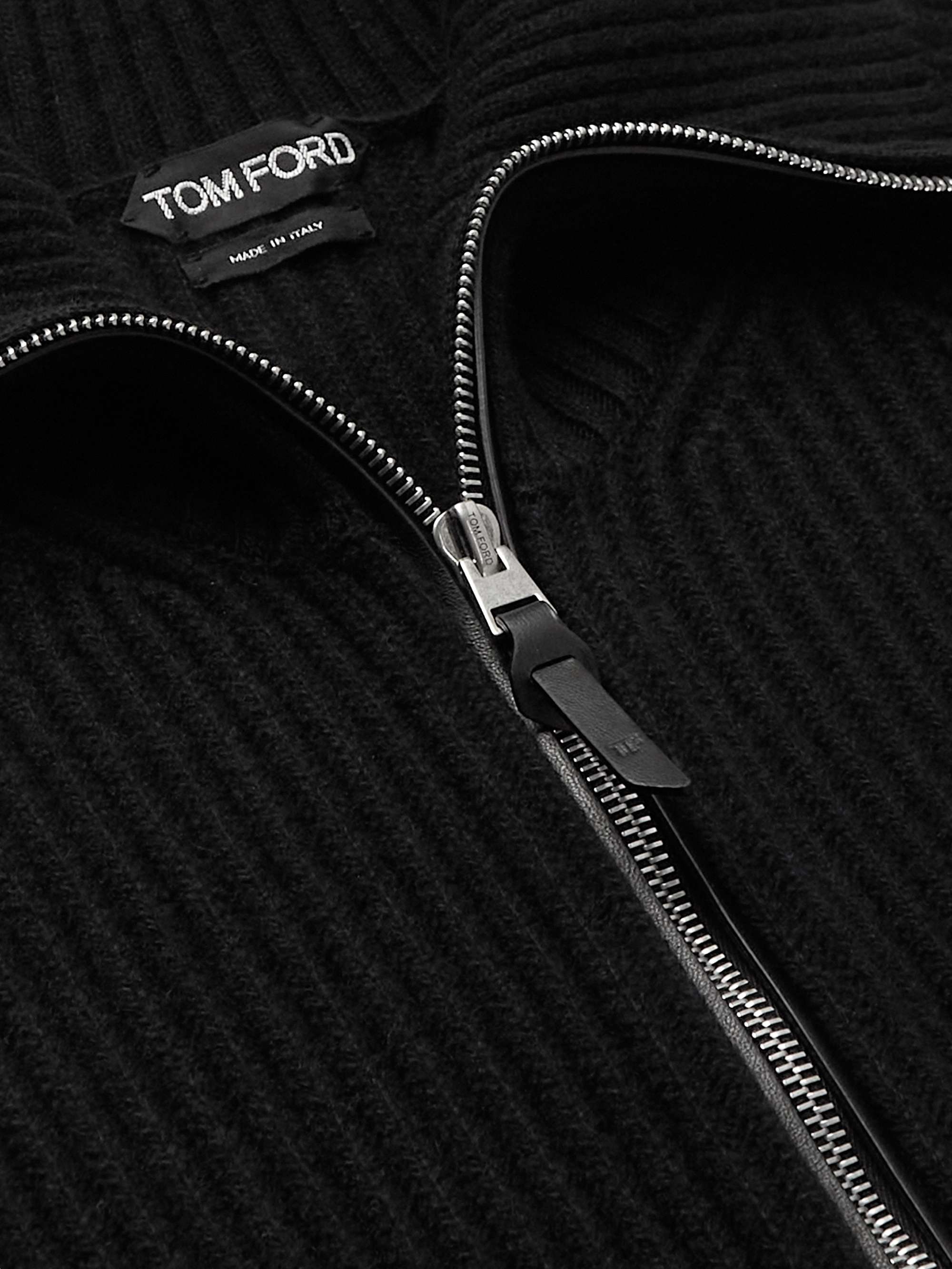 TOM FORD Slim-Fit Ribbed Wool and Cashmere-Blend Zip-Up Cardigan