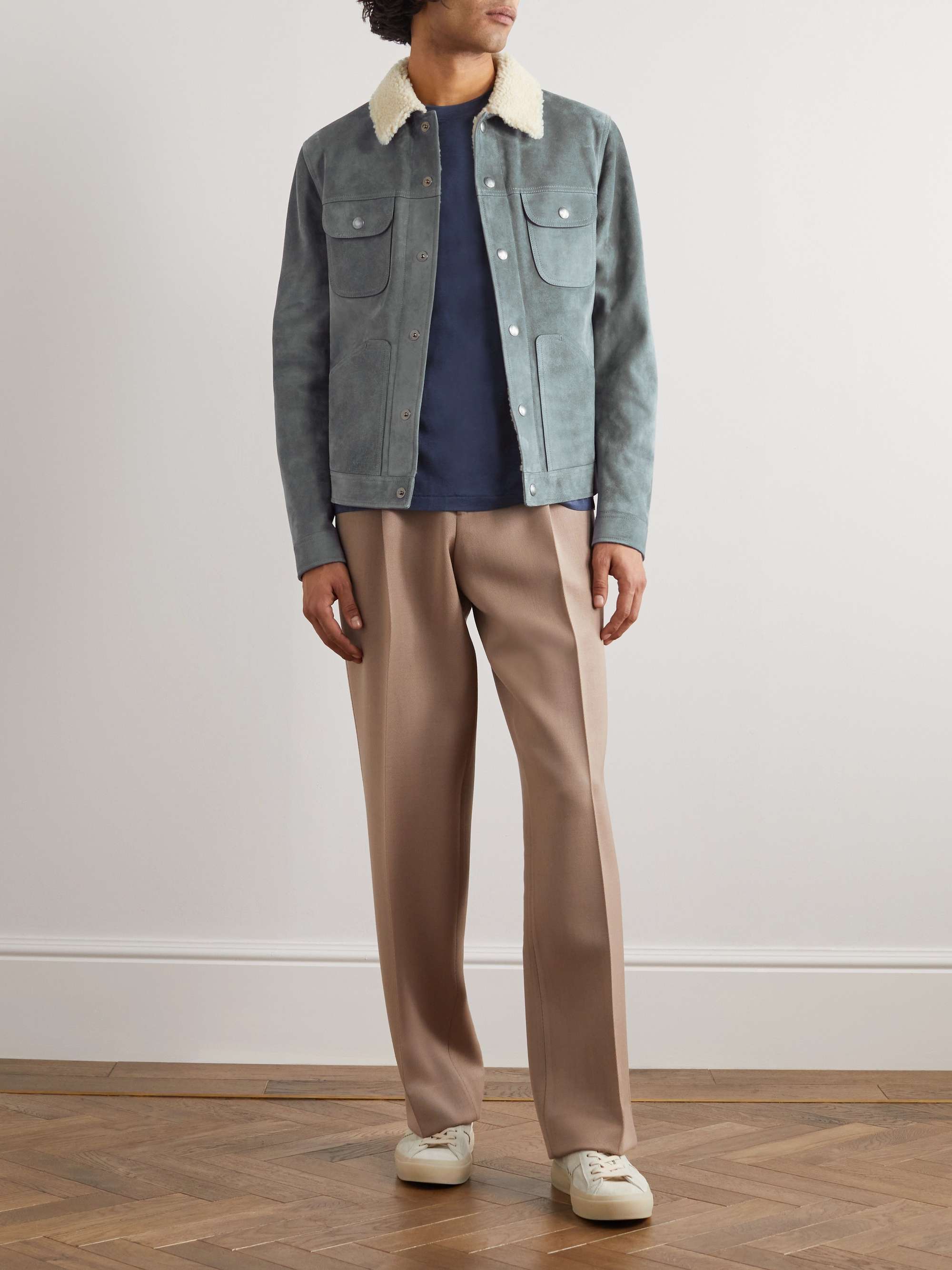 TOM FORD Shearling-Trimmed Suede Jacket