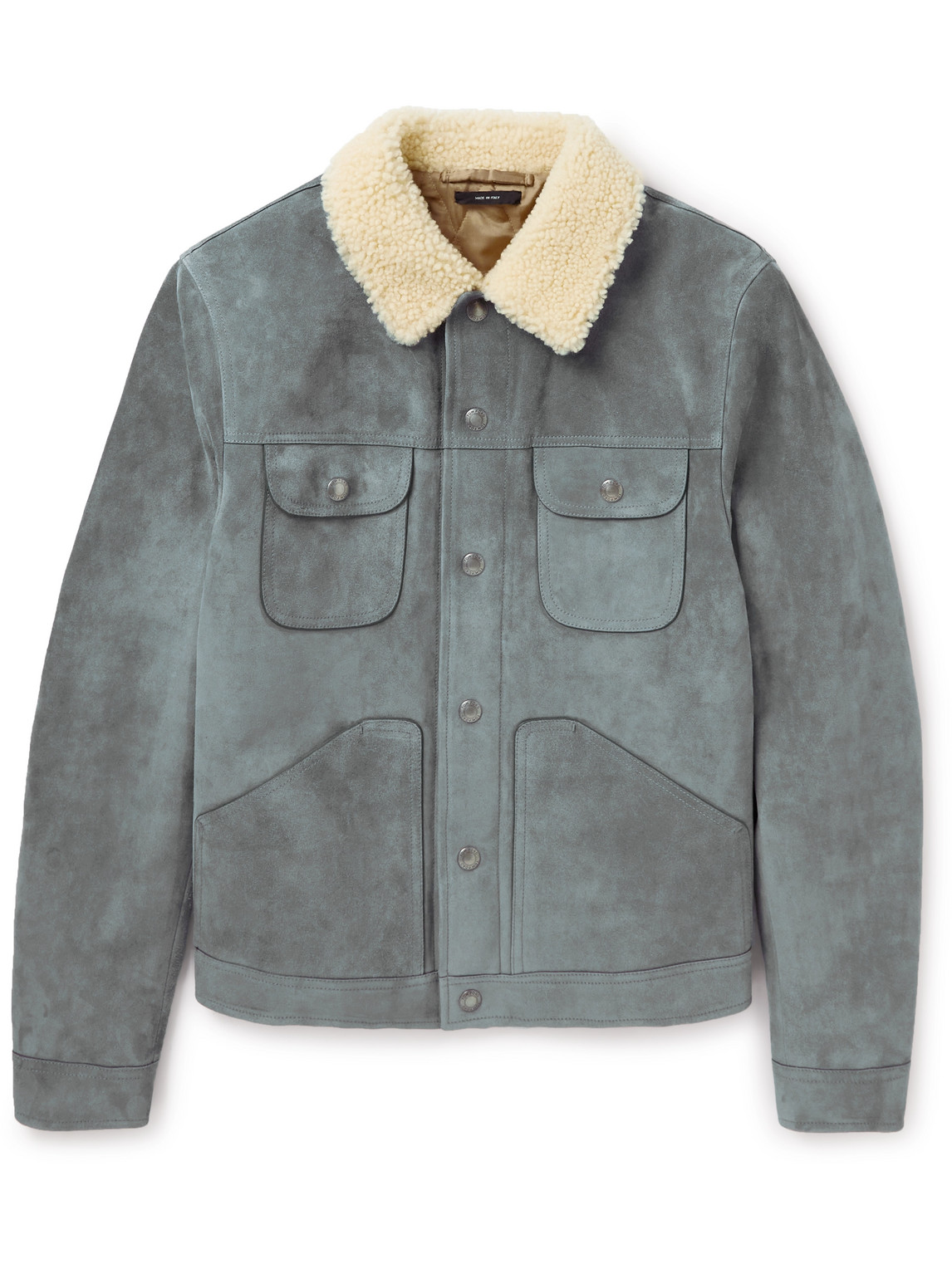 TOM FORD SHEARLING-TRIMMED SUEDE JACKET