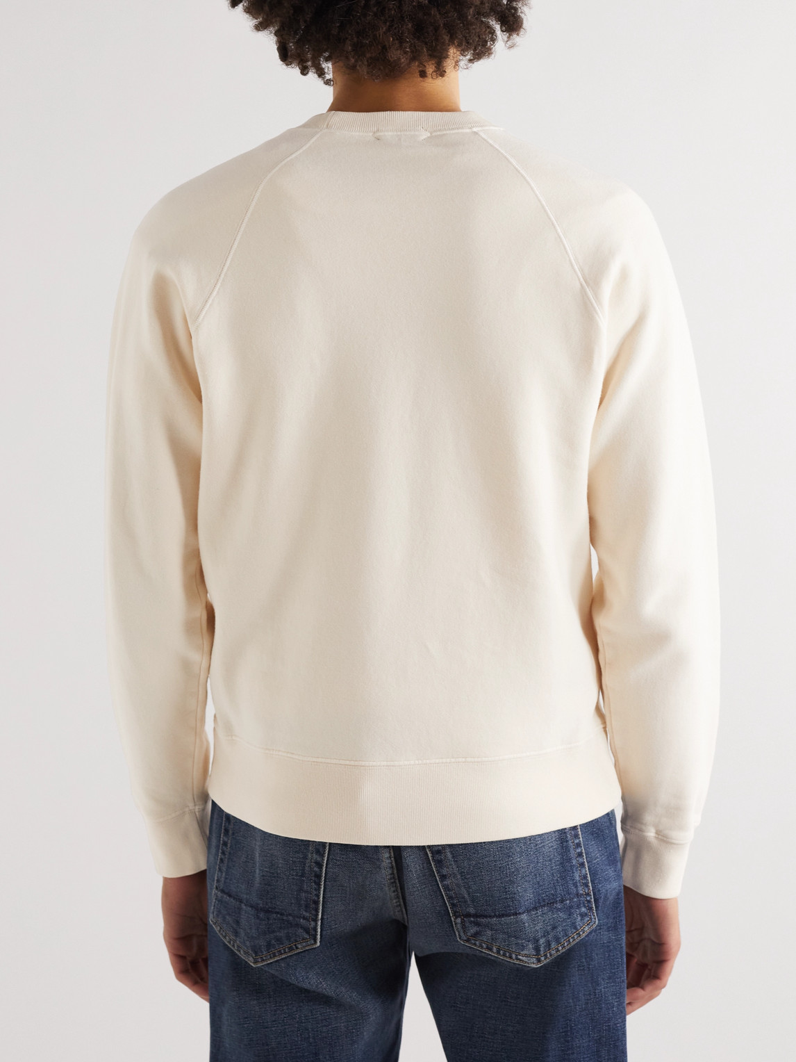 Shop Tom Ford Garment-dyed Cotton-jersey Sweatshirt In Neutrals