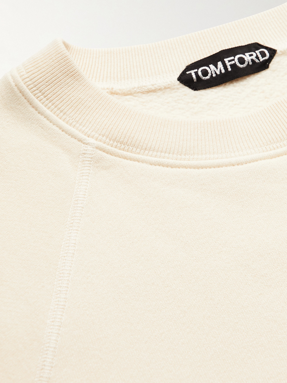 Shop Tom Ford Garment-dyed Cotton-jersey Sweatshirt In Neutrals