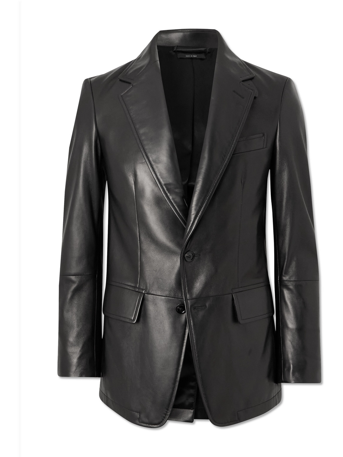 Shop Tom Ford Leather Blazer In Black