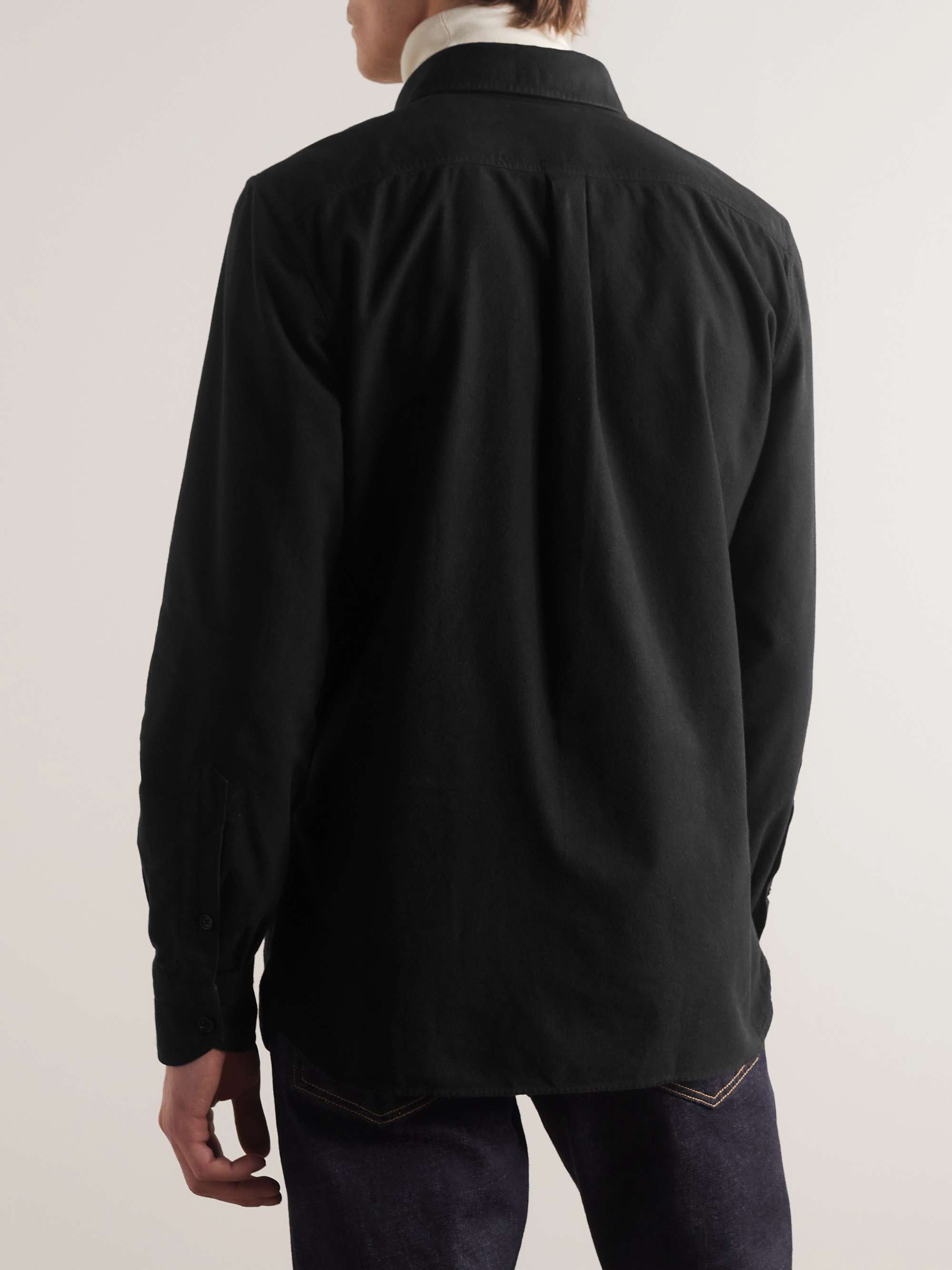 TOM FORD Panama Garment-Dyed Brushed-Cotton Shirt