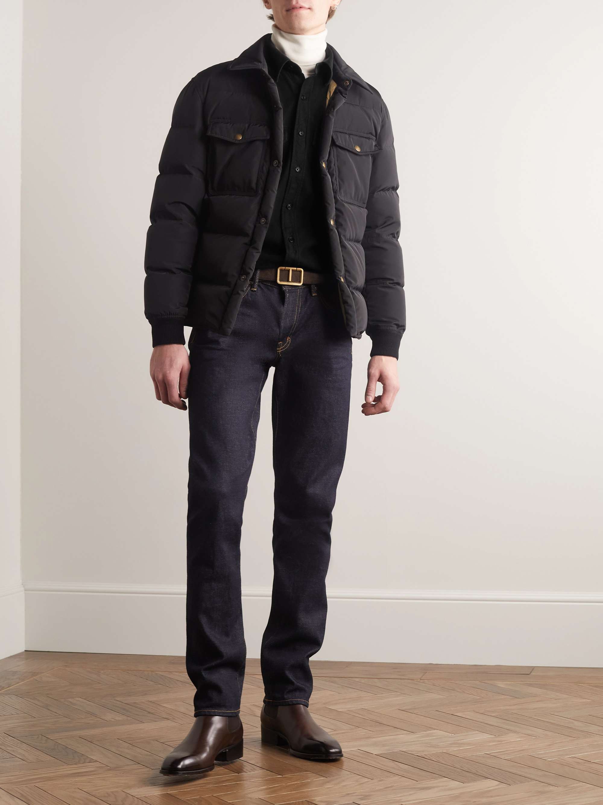 TOM FORD Panama Garment-Dyed Brushed-Cotton Shirt