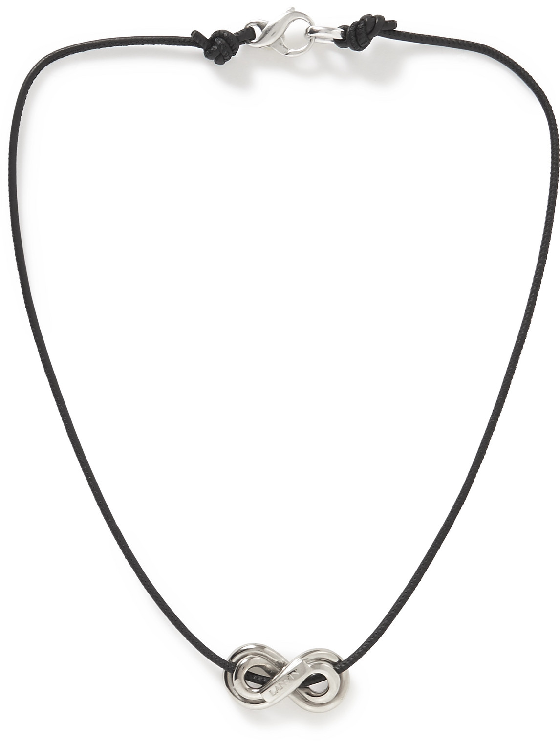 LANVIN PLATINUM-PLATED AND LEATHER NECKLACE
