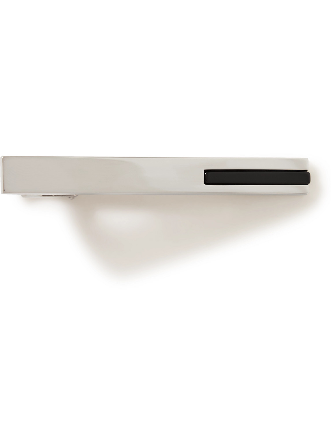 LANVIN PLATINUM-PLATED ONYX TIE BAR