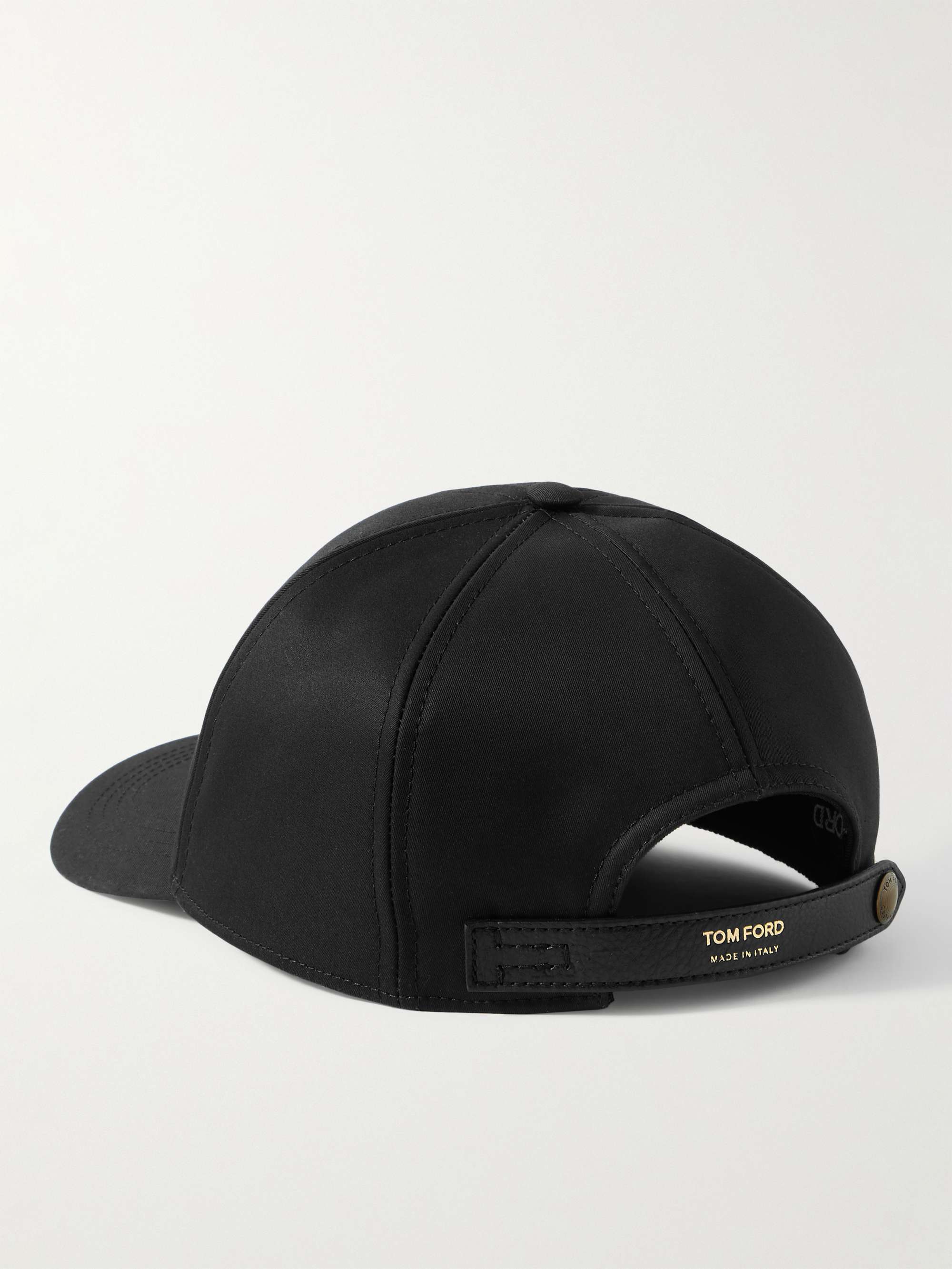 TOM FORD Leather-Trimmed Logo-Embroidered Cotton-Canvas Baseball Cap