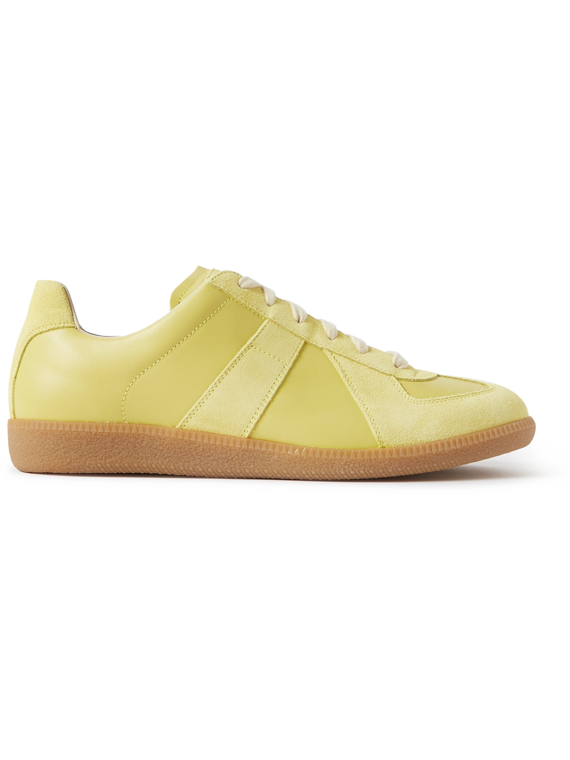 Maison Margiela Replica Leather And Suede Sneakers In Yellow