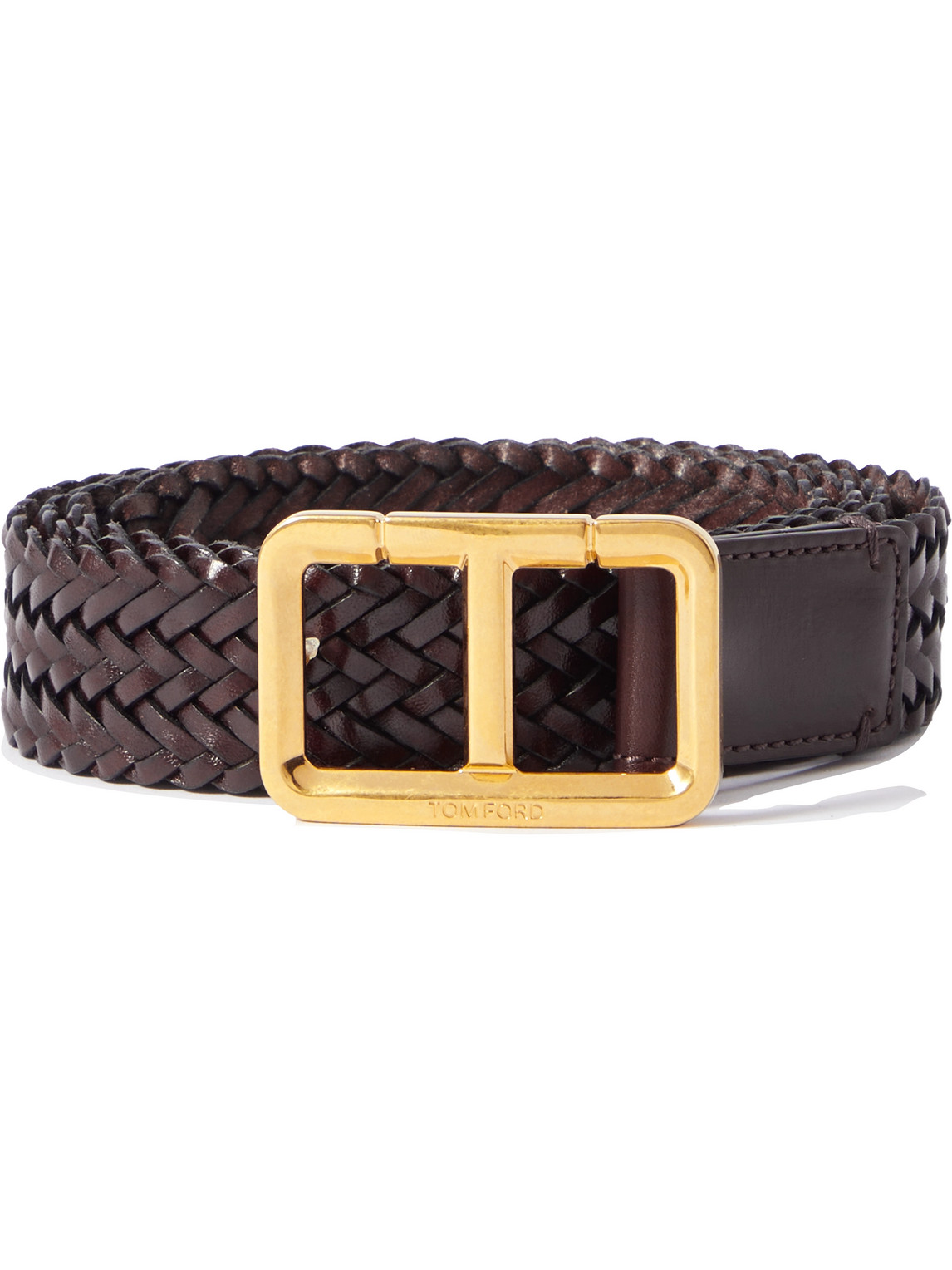 Tom Ford Interwoven Leather Belt In Brown