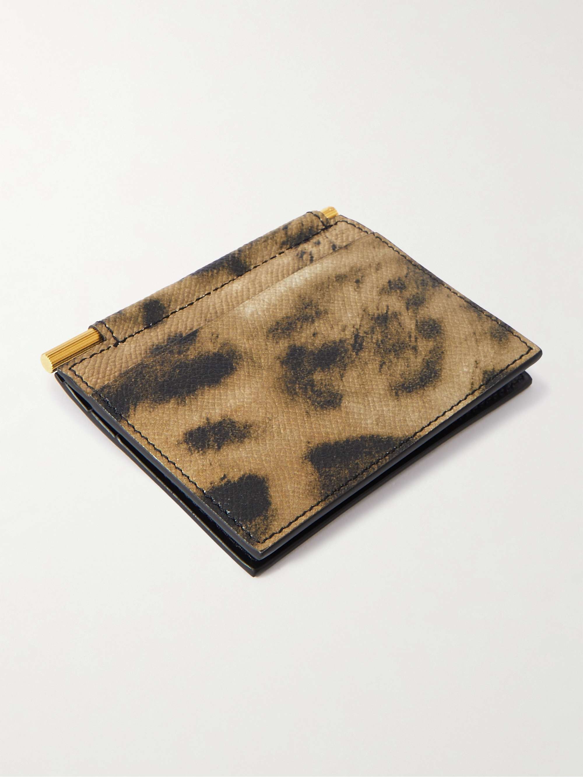 TOM FORD Leopard-Print Full-Grain Leather Bifold Cardholder with Money Clip