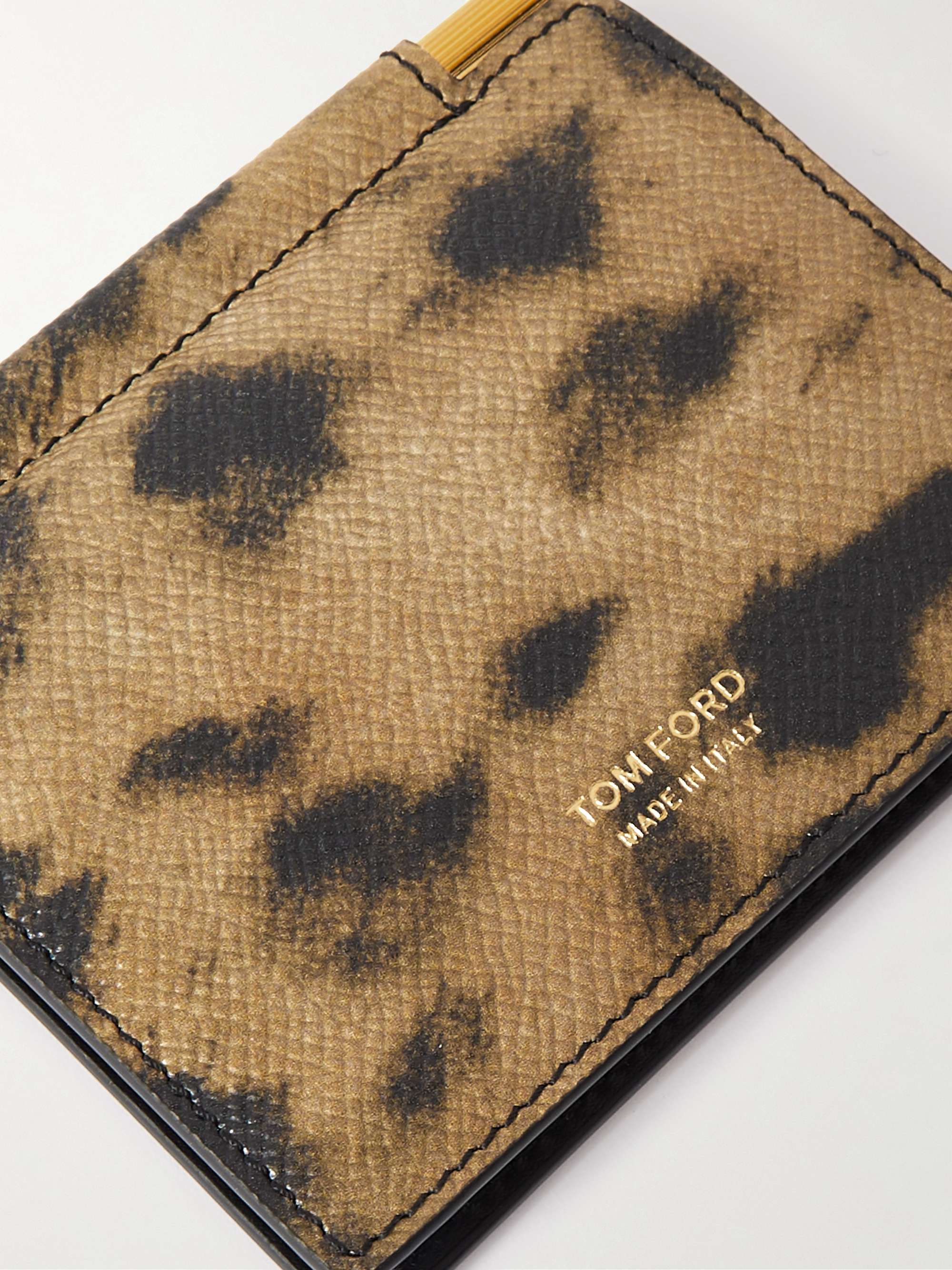 TOM FORD Leopard-Print Full-Grain Leather Bifold Cardholder with Money Clip