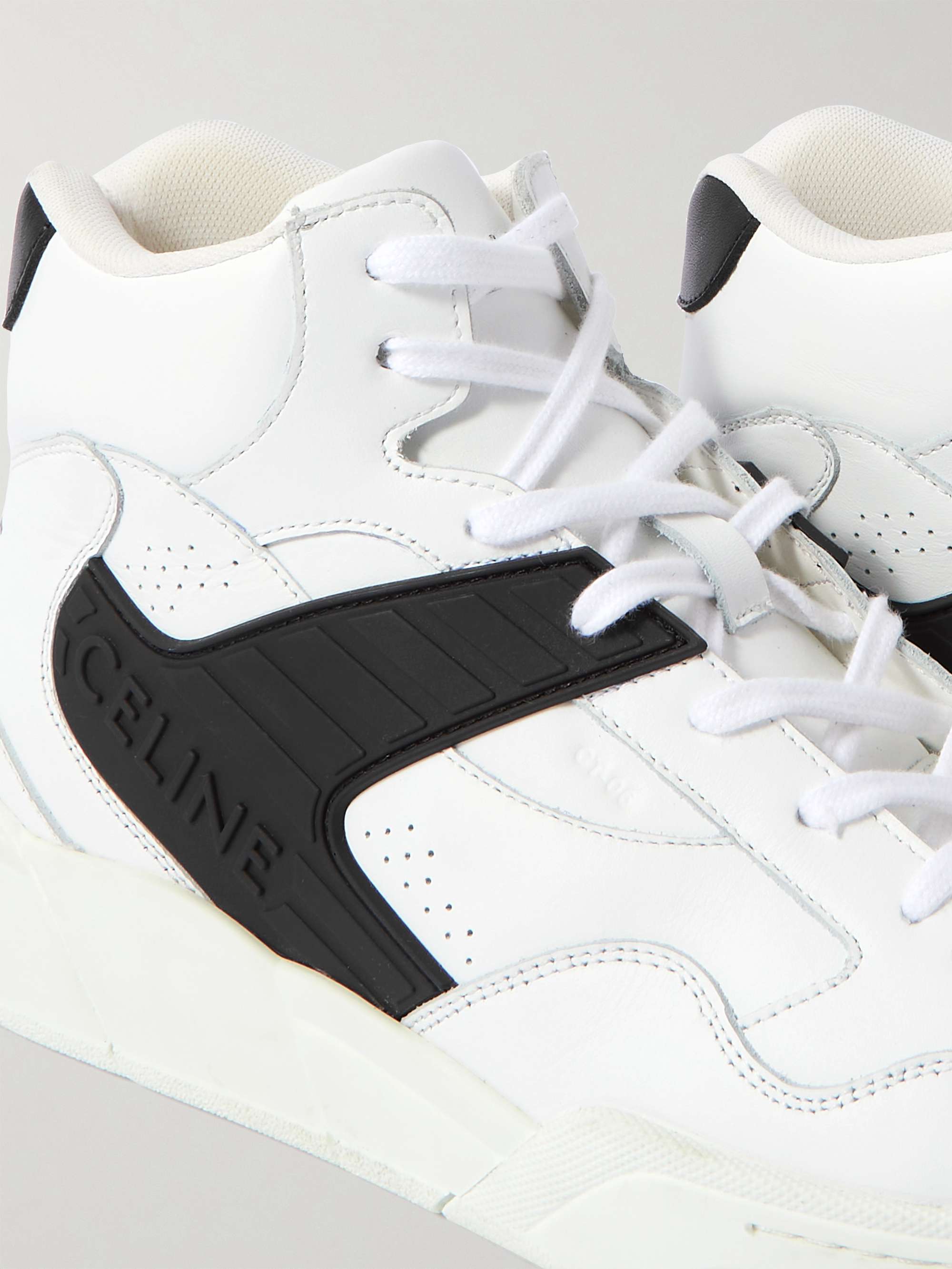 CELINE HOMME CT-06 Rubber-Trimmed Leather High-Top Sneakers