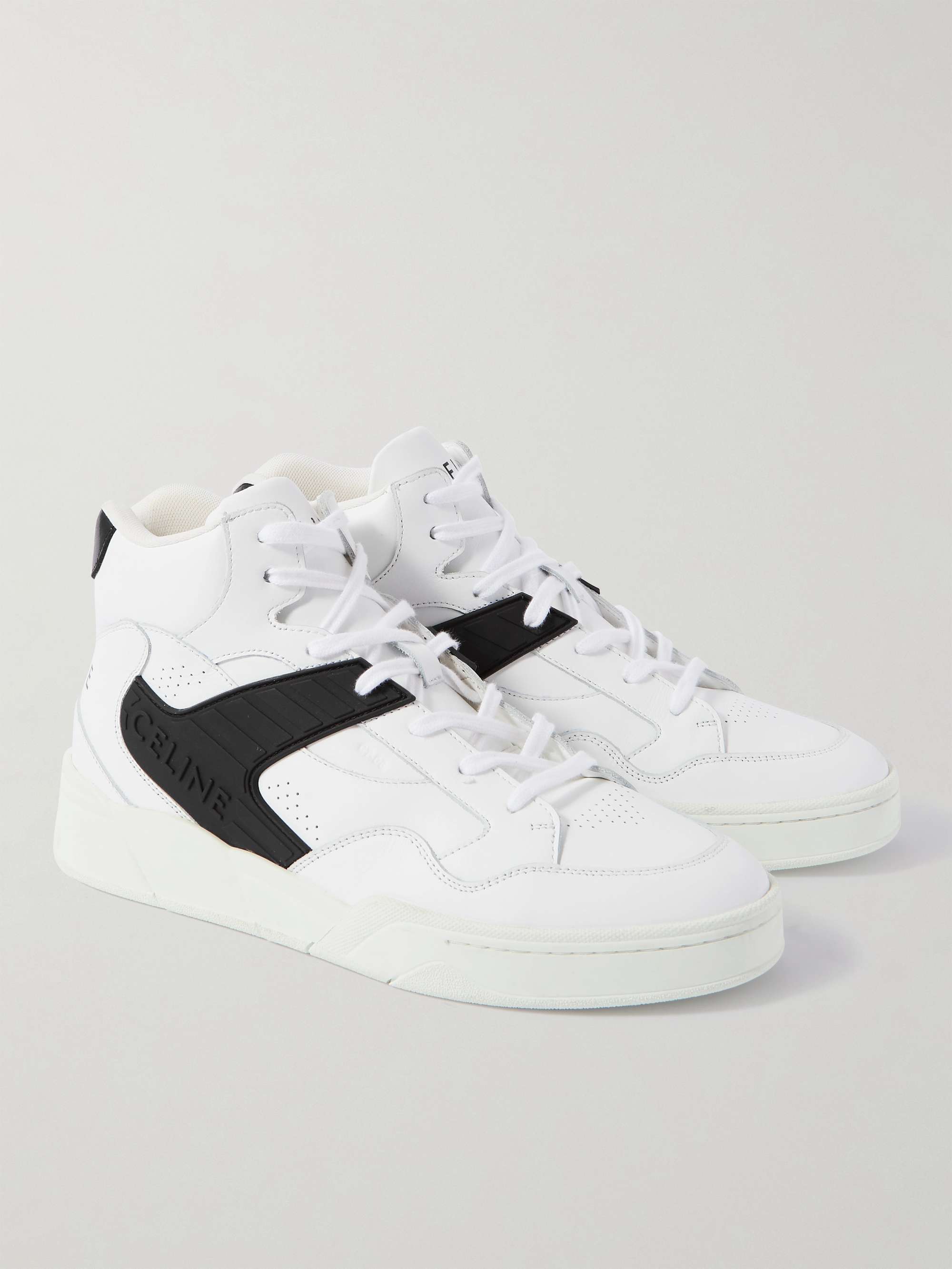 CELINE HOMME CT-06 Rubber-Trimmed Leather High-Top Sneakers