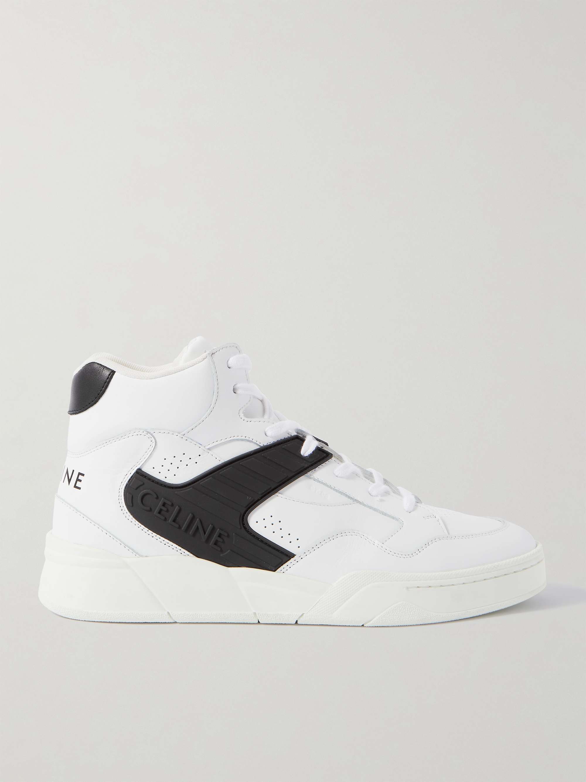 CELINE HOMME CT-06 Rubber-Trimmed Leather High-Top Sneakers