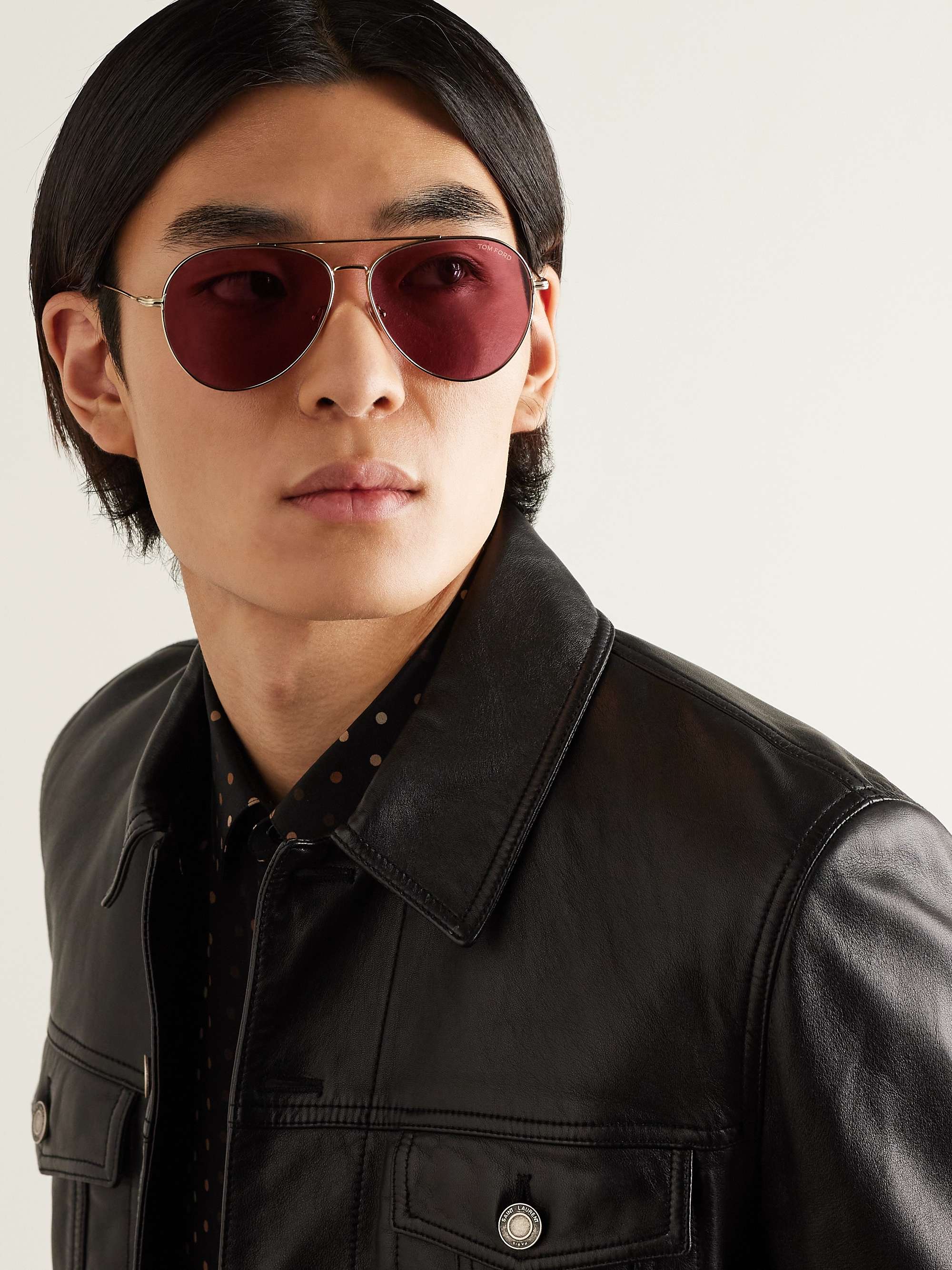 TOM FORD Aviator-Style Gold-Tone Sunglasses