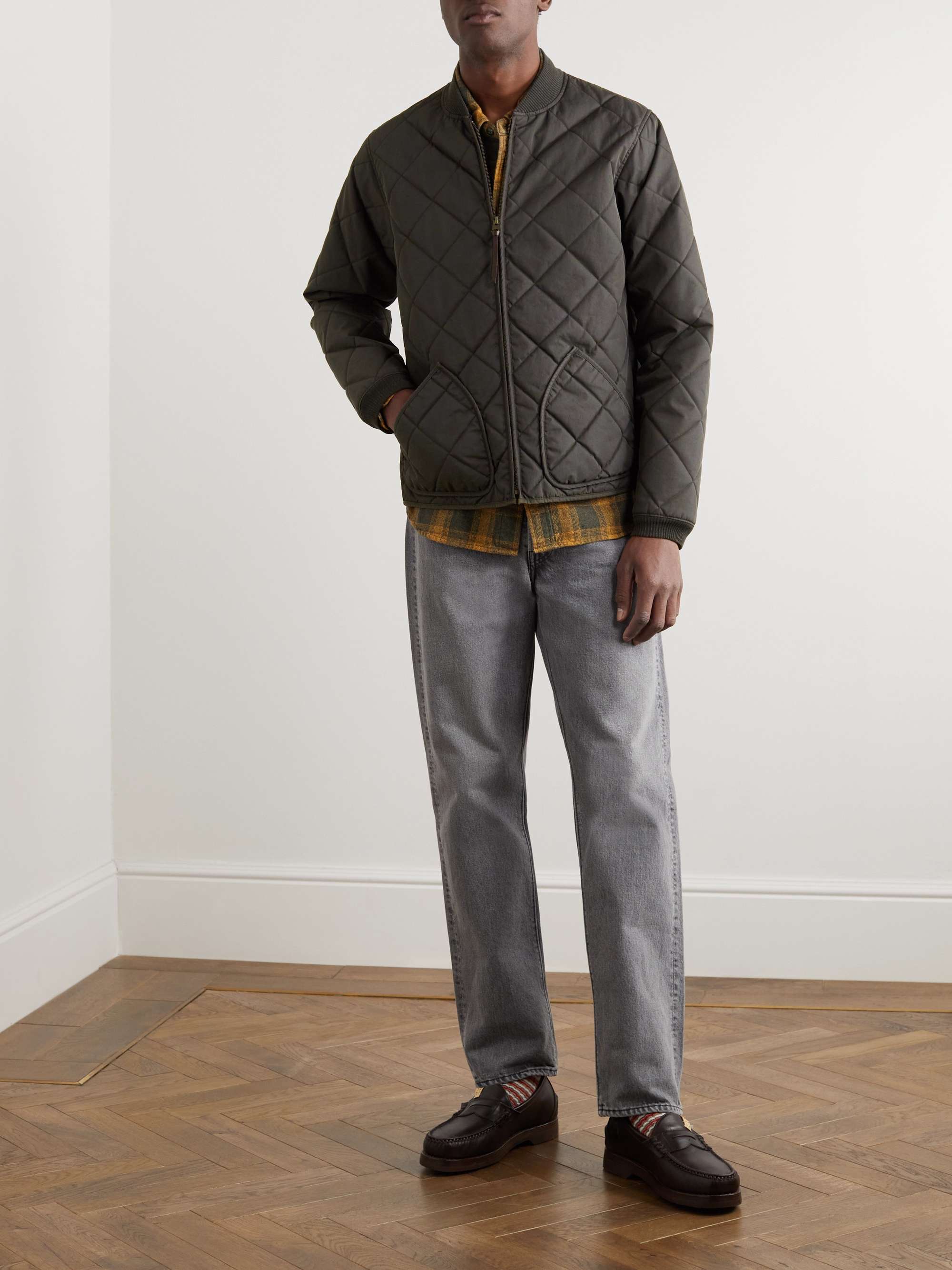 RRL Benton Quilted Recycled-Shell Bomber Jacket