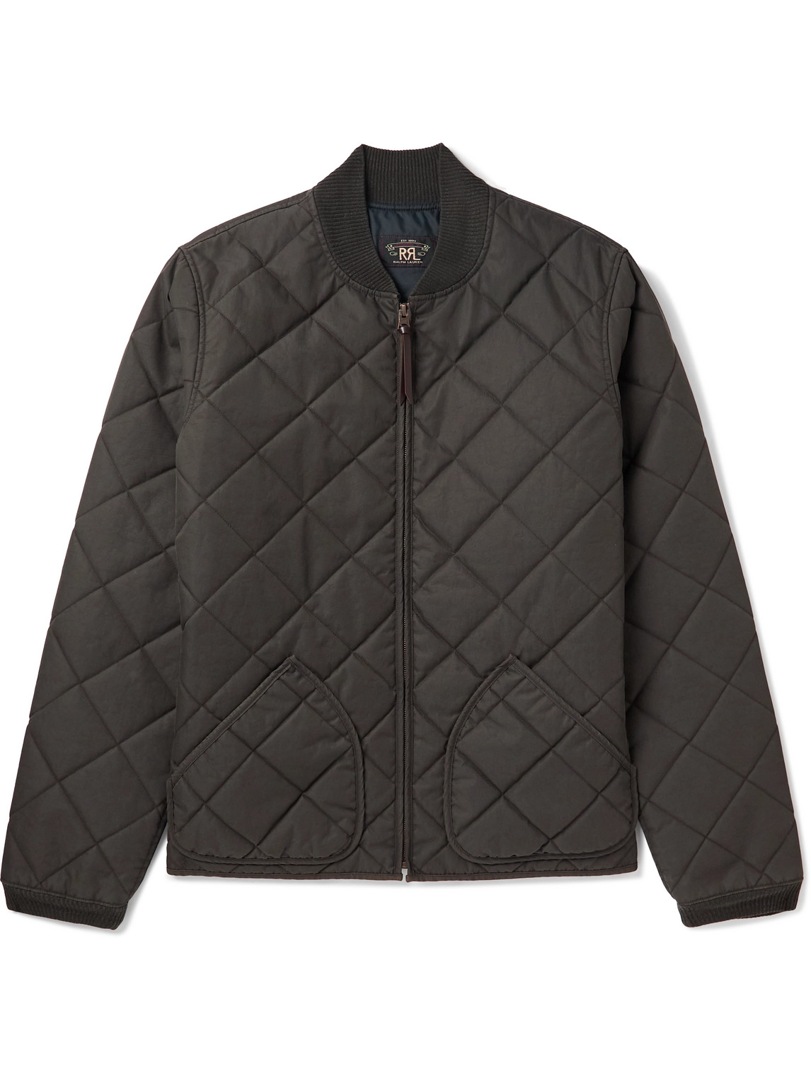Rrl Benton Quilted Recycled-shell Bomber Jacket In Black
