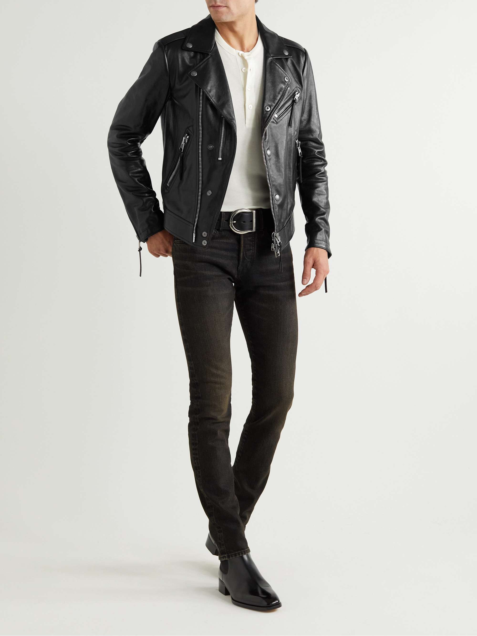 TOM FORD Slim-Fit Full-Grain Leather Biker Jacket