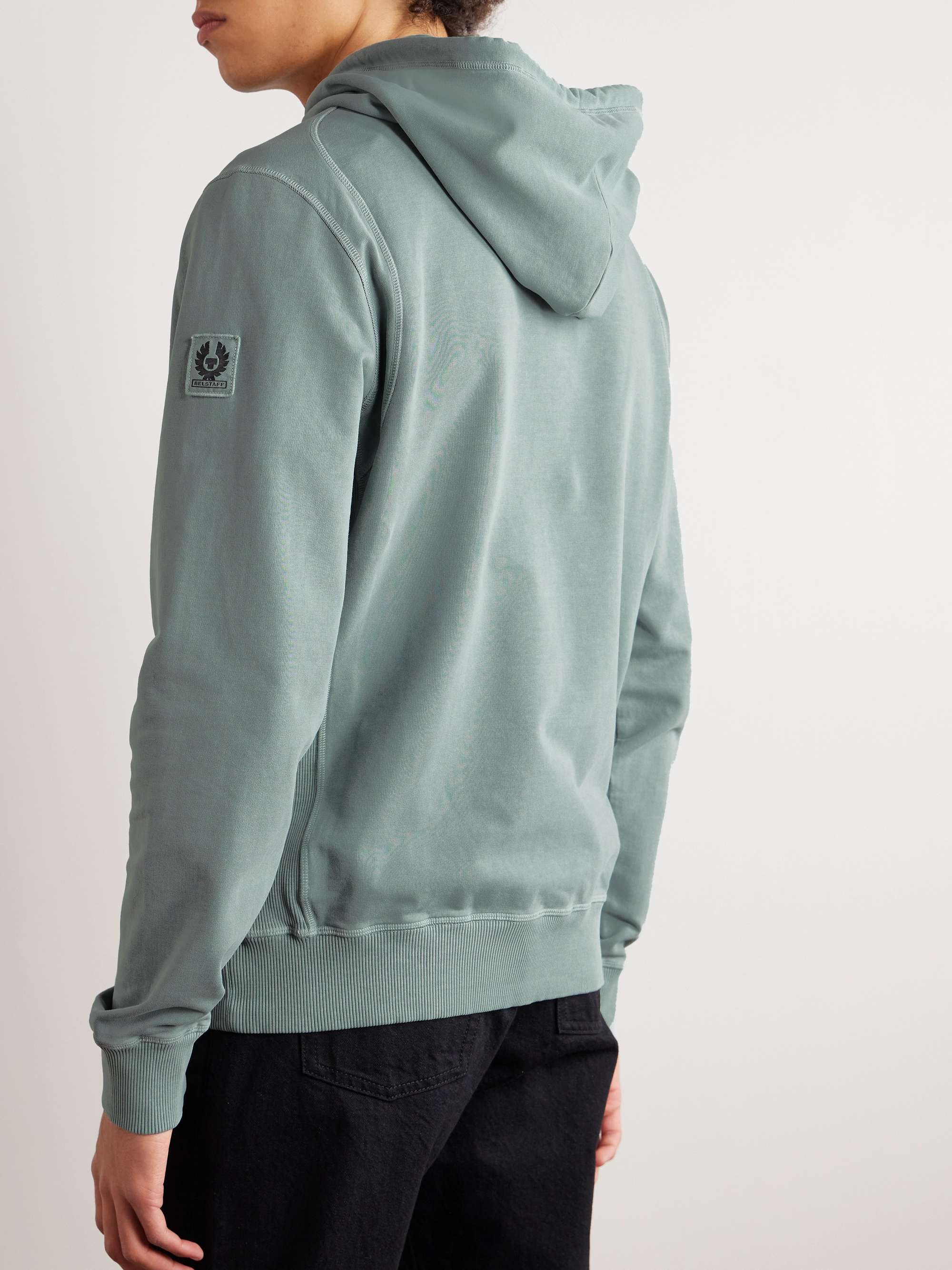 BELSTAFF Gauge Logo-Appliquéd Garment-Dyed Cotton-Jersey Hoodie