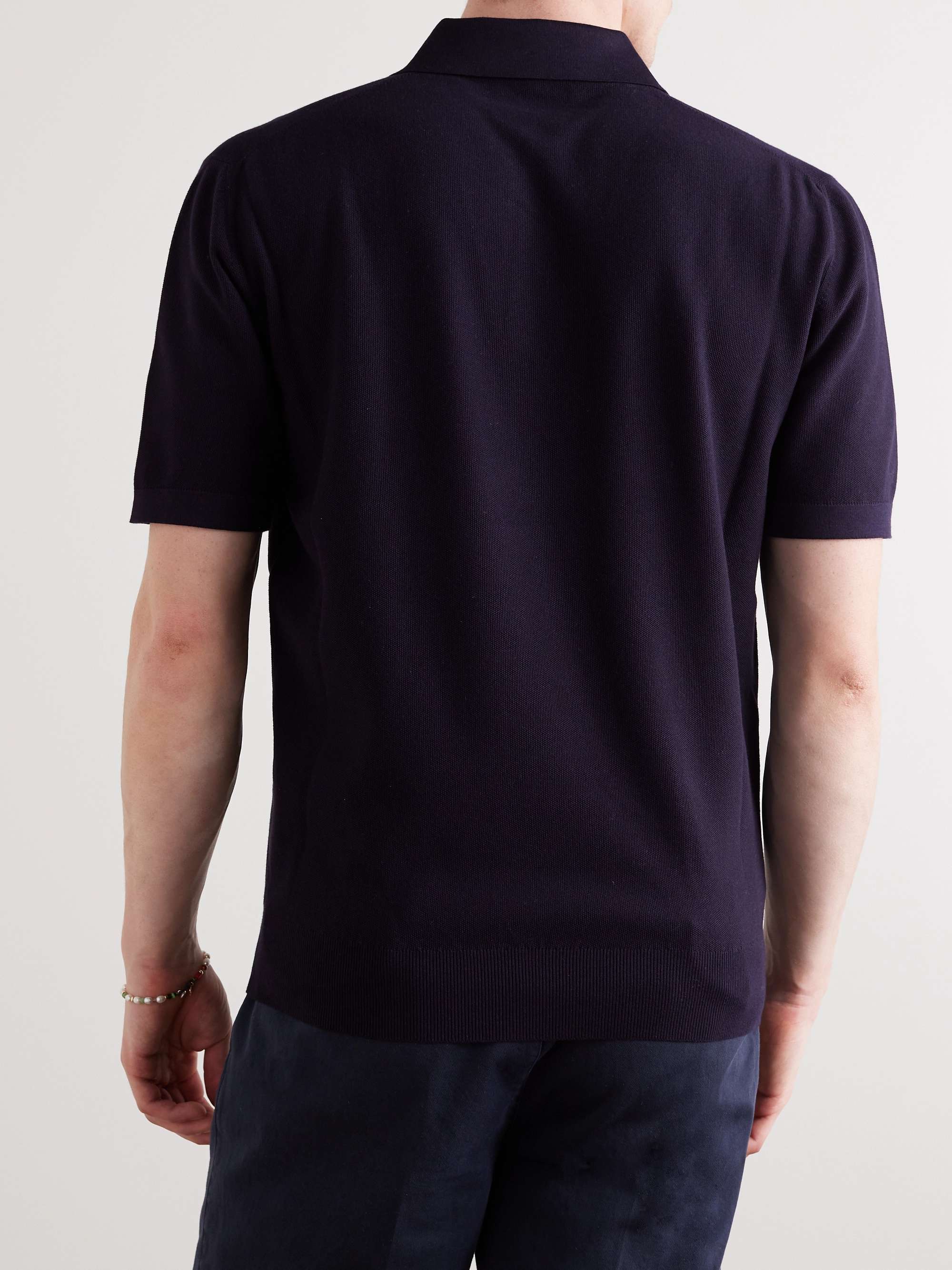 LORO PIANA Cotton and Silk-Blend Piqué Polo Shirt