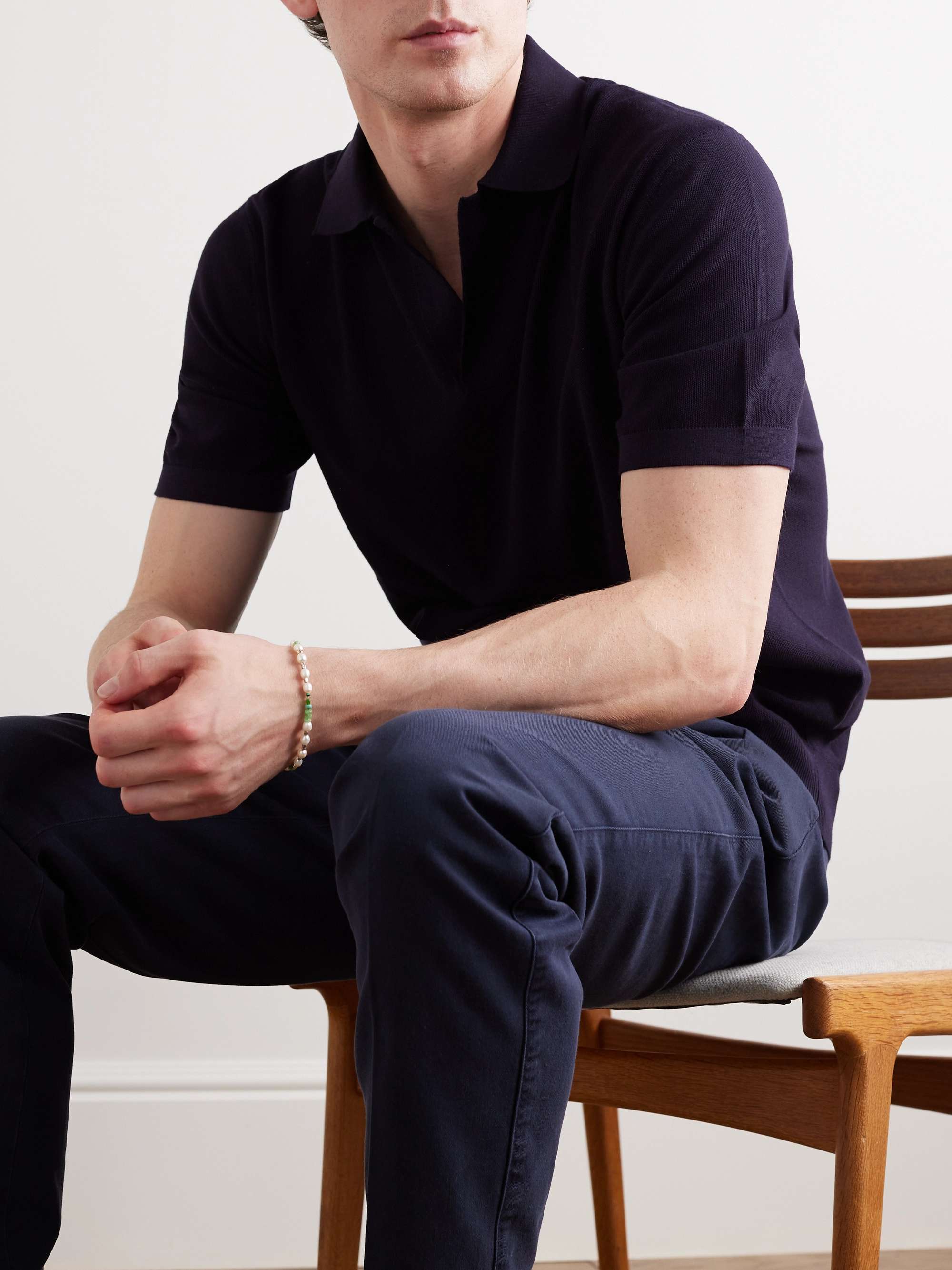 LORO PIANA Cotton and Silk-Blend Piqué Polo Shirt