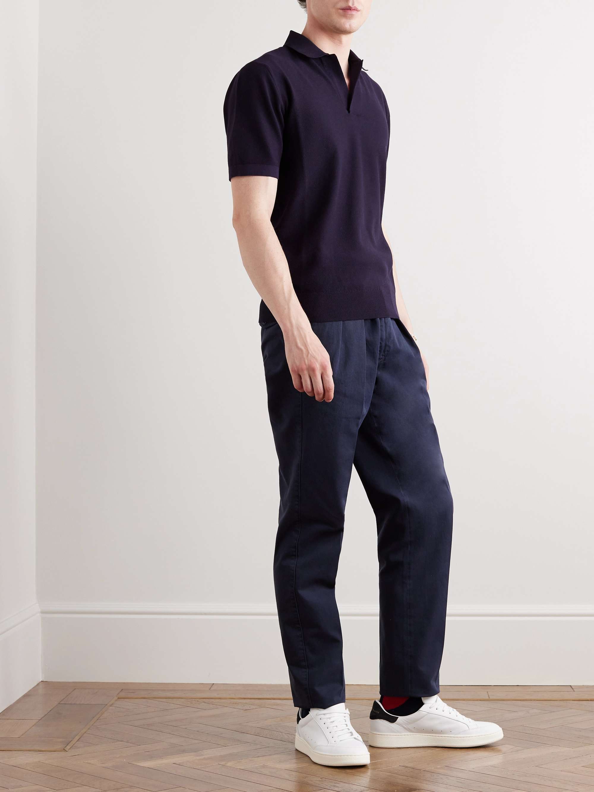 LORO PIANA Cotton and Silk-Blend Piqué Polo Shirt
