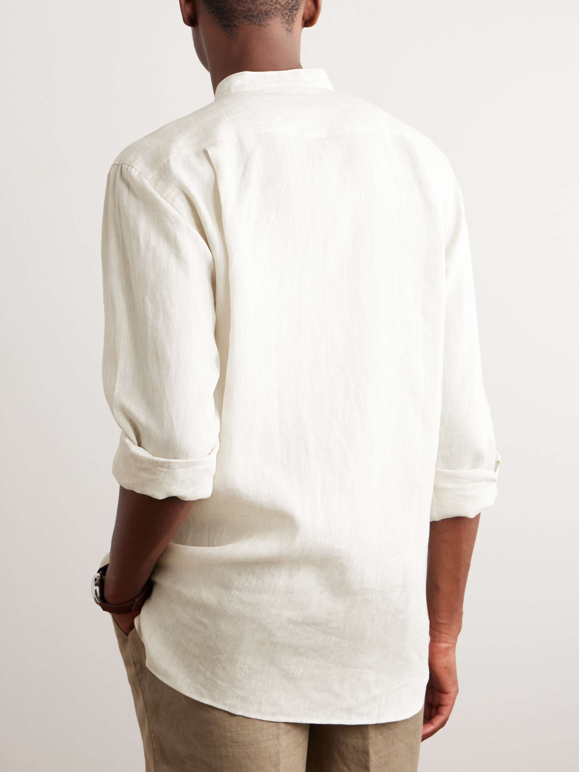 LORO PIANA Arizona Grandad-Collar Linen Shirt for Men | MR PORTER
