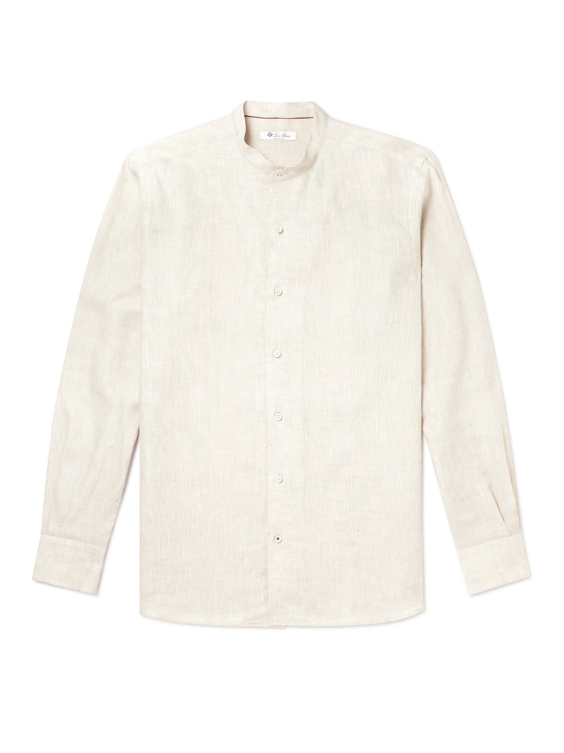 Loro Piana Arizona Grandad-collar Linen Shirt In Neutrals