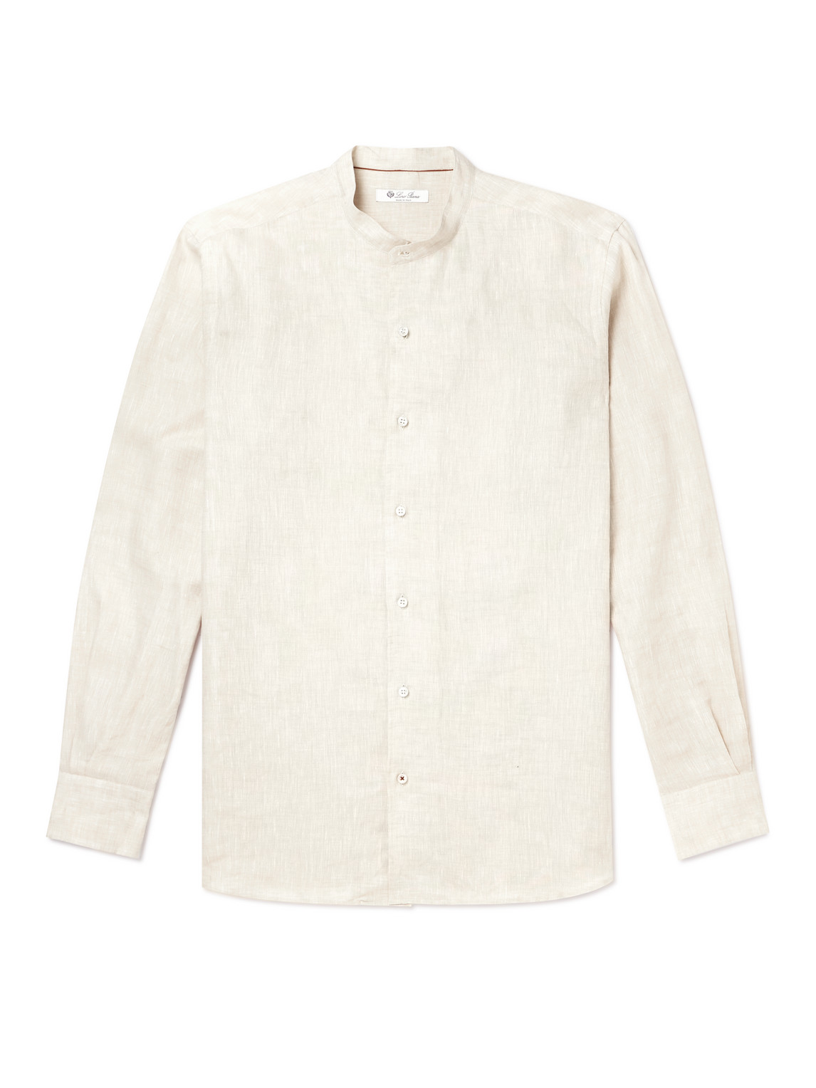 Loro Piana Arizona Grandad-collar Linen Shirt In Neutrals