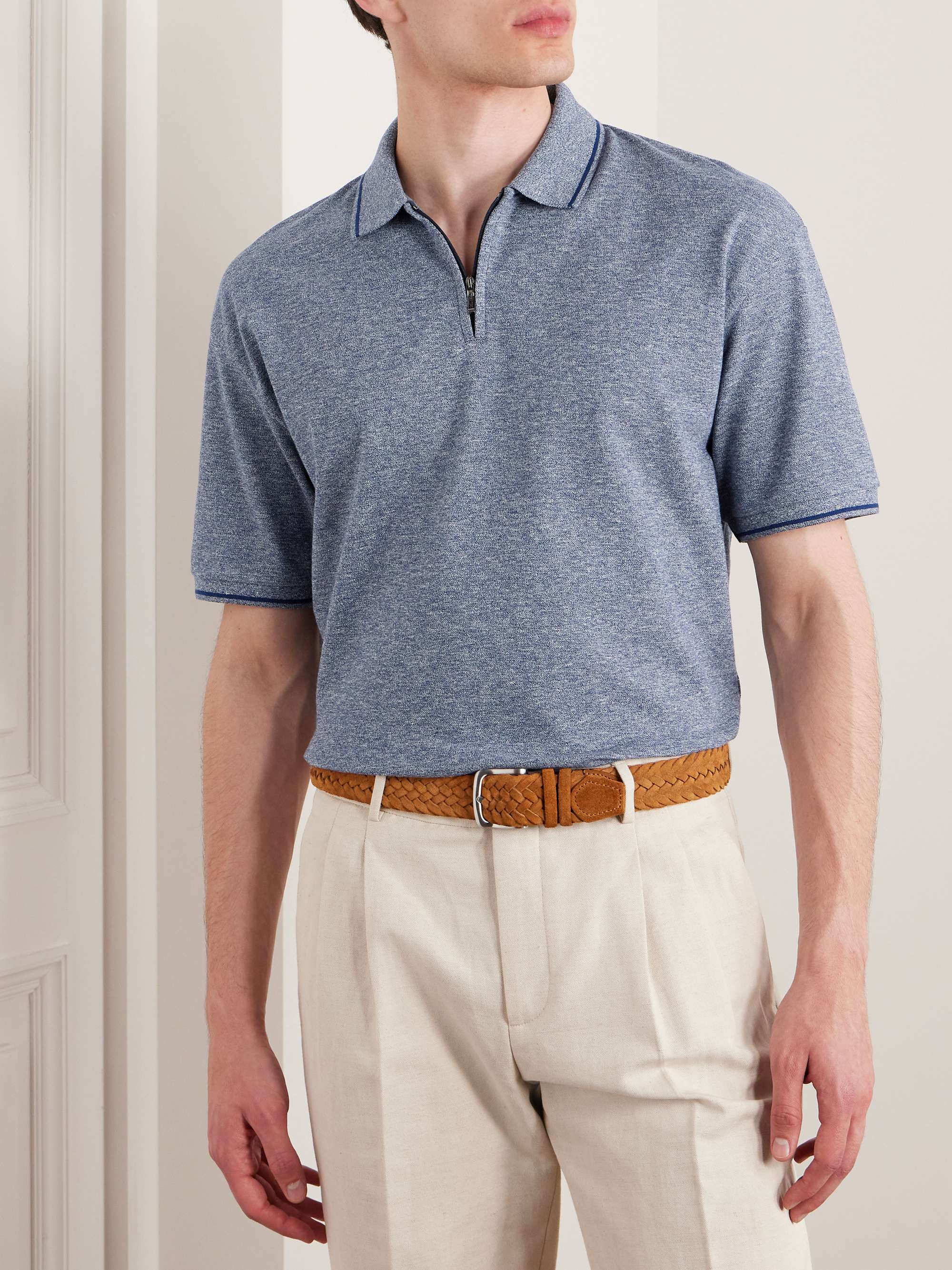 LORO PIANA Cotton and Linen-Blend Polo Shirt