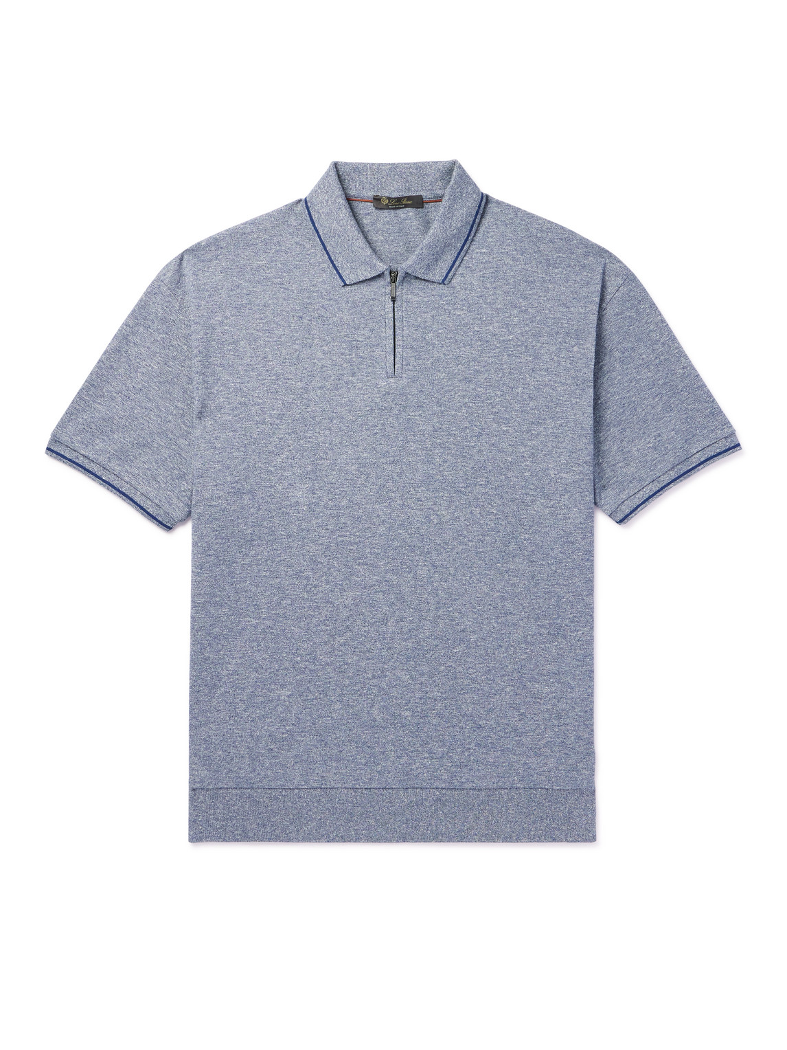 Loro Piana Cotton And Linen-blend Polo Shirt In Blue