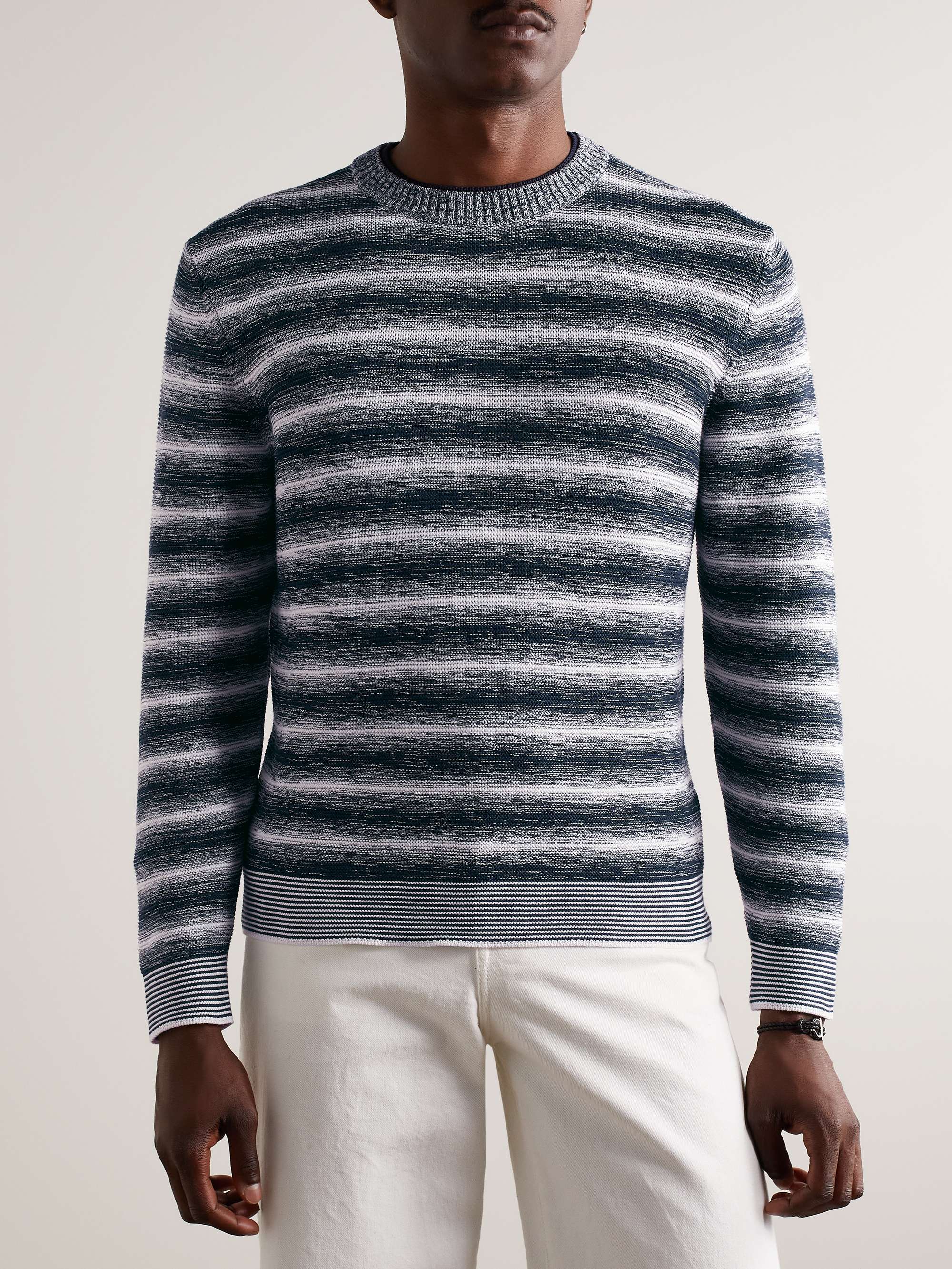 LORO PIANA Slim-Fit Space-Dyed Cotton and Silk-Blend Sweater