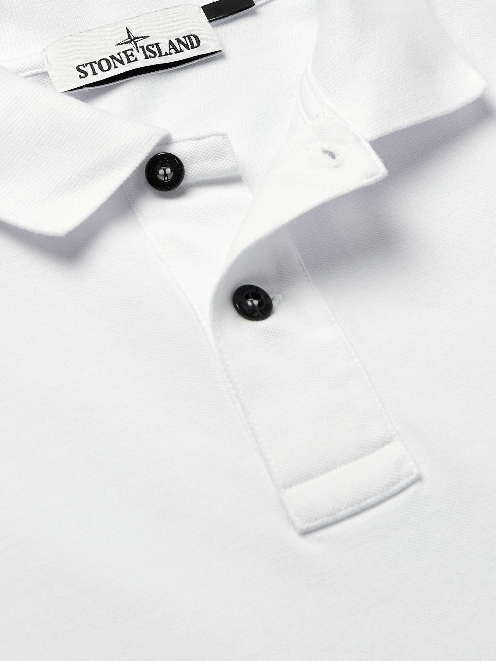 STONE ISLAND Logo-Appliquéd Stretch-Cotton Piqué Polo Shirt