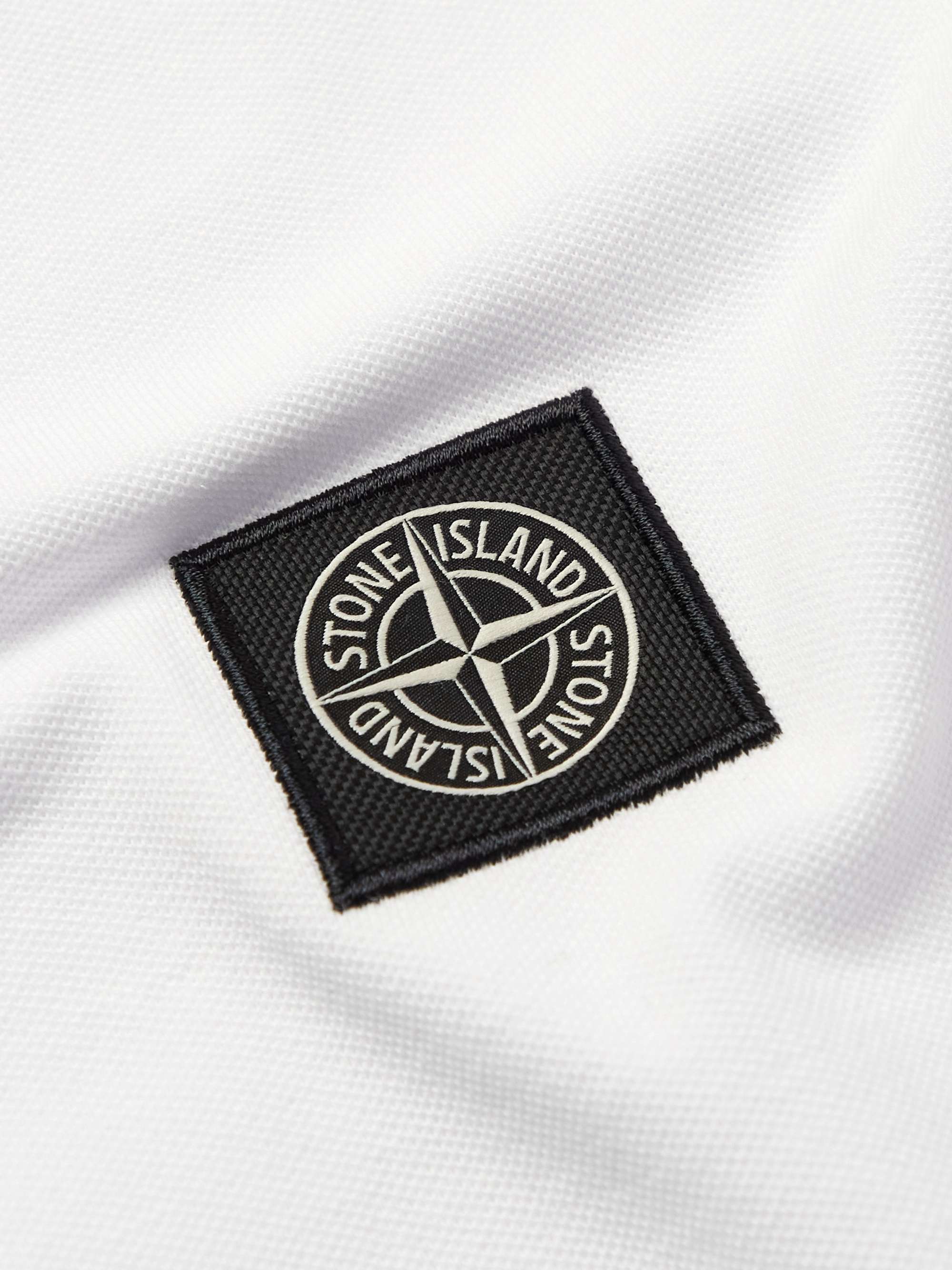 STONE ISLAND Logo-Appliquéd Stretch-Cotton Piqué Polo Shirt