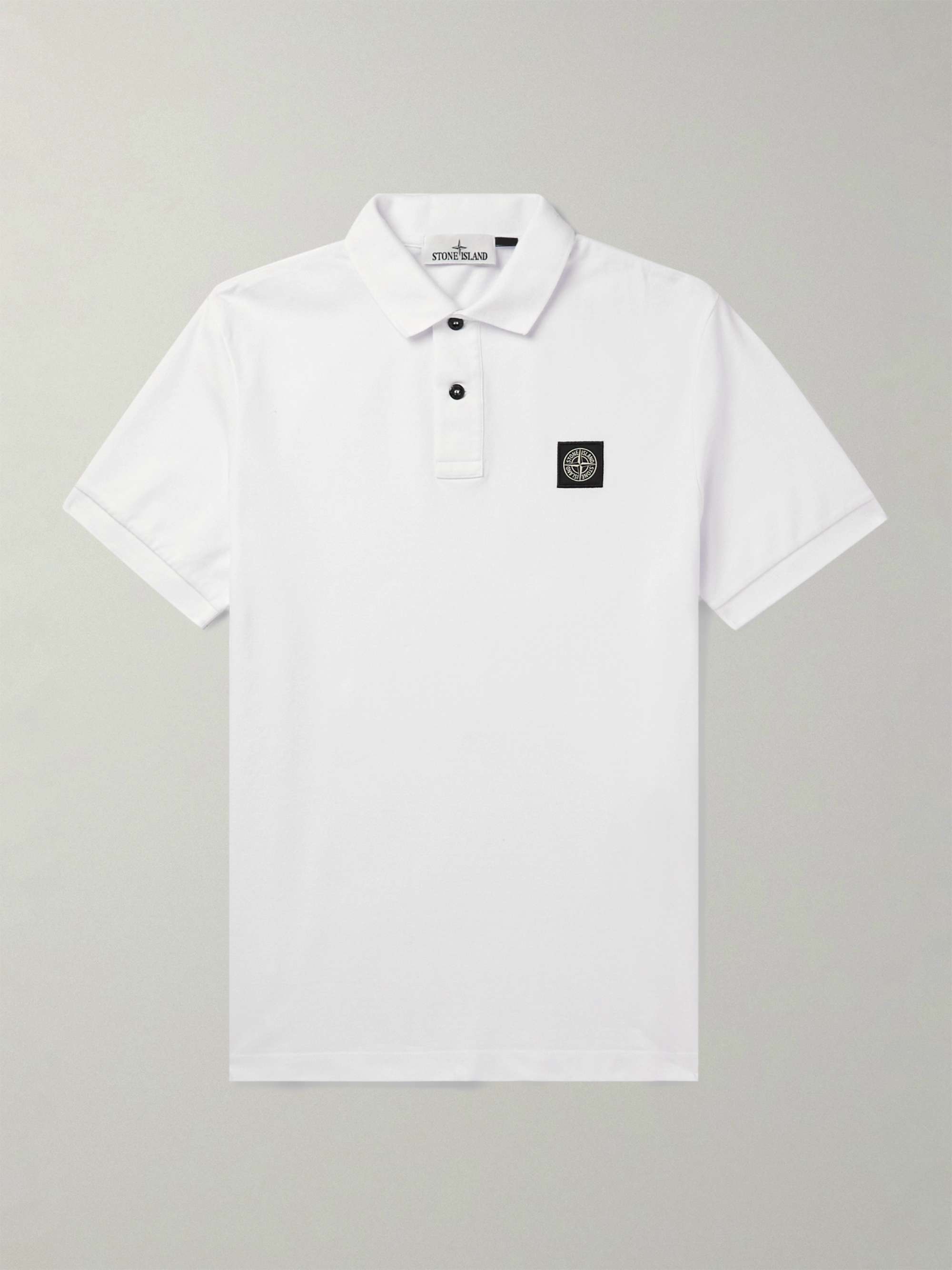 STONE ISLAND Logo-Appliquéd Stretch-Cotton Piqué Polo Shirt for Men ...