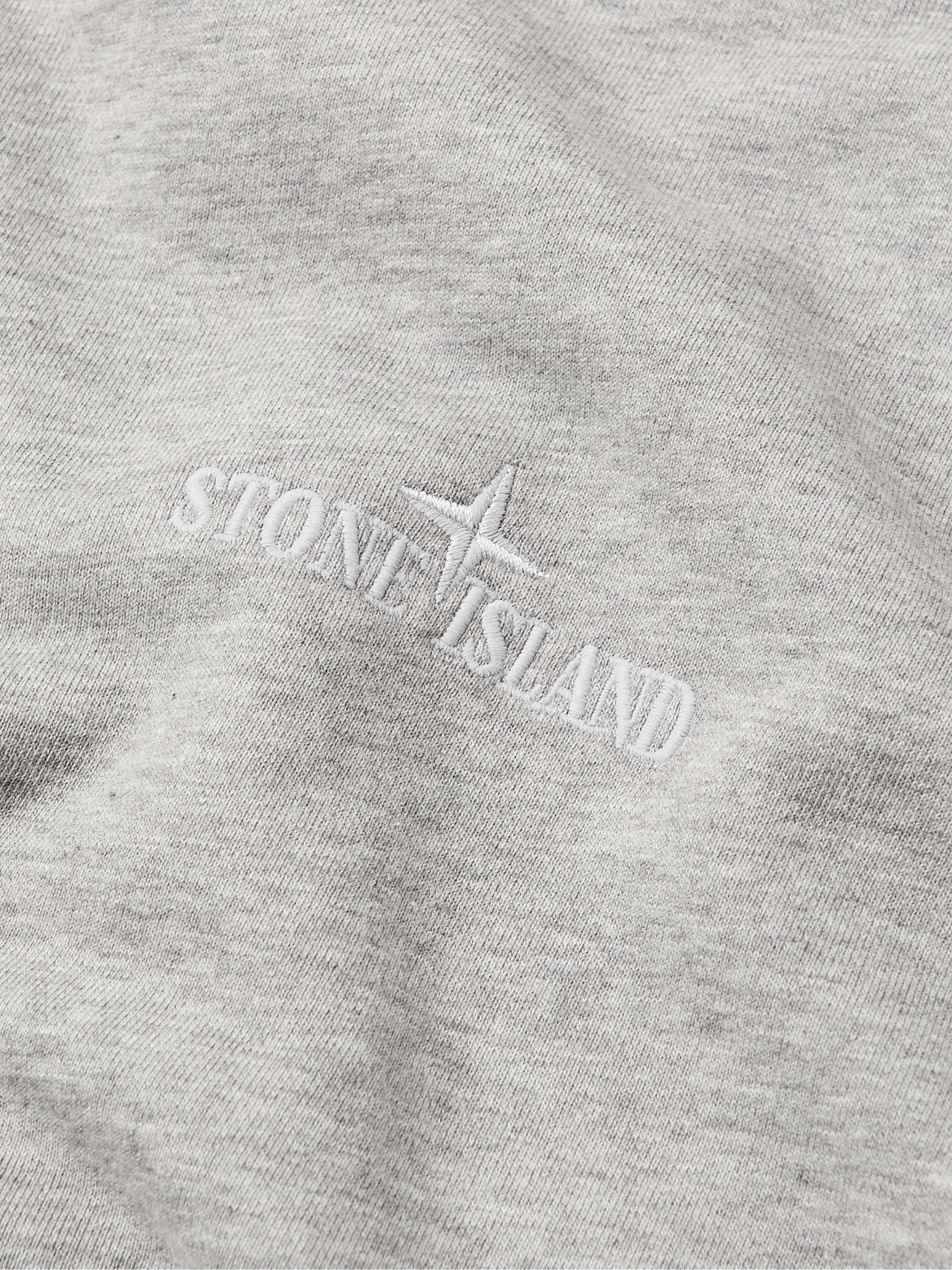 STONE ISLAND Logo-Embroidered Garment-Dyed Cotton-Jersey Sweatshirt
