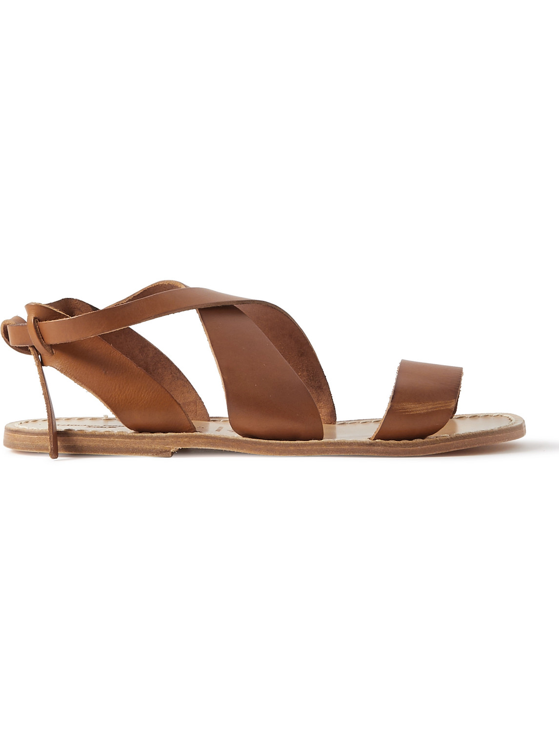 Officine Generale Positano Leather Sandals In Brown