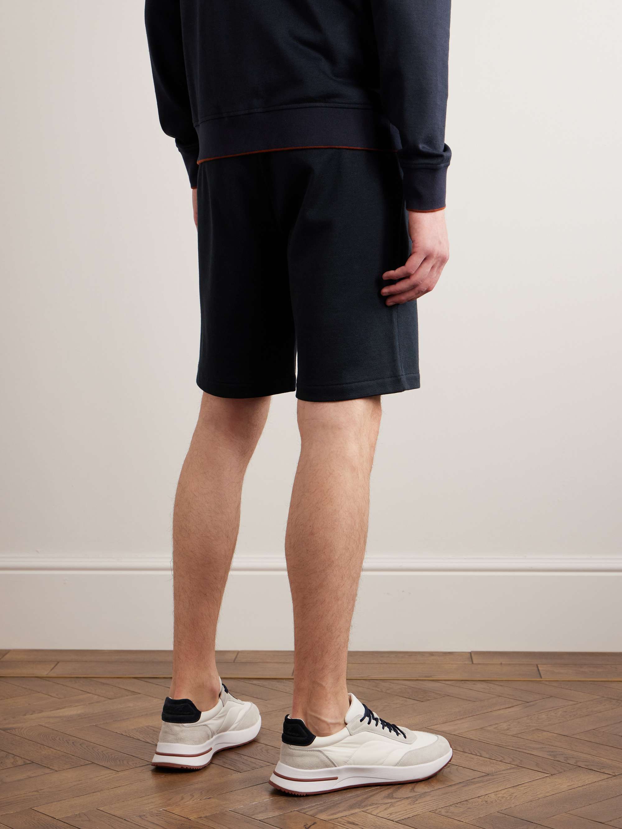 LORO PIANA Straight-Leg Cotton and Linen-Blend Jersey Drawstring Shorts