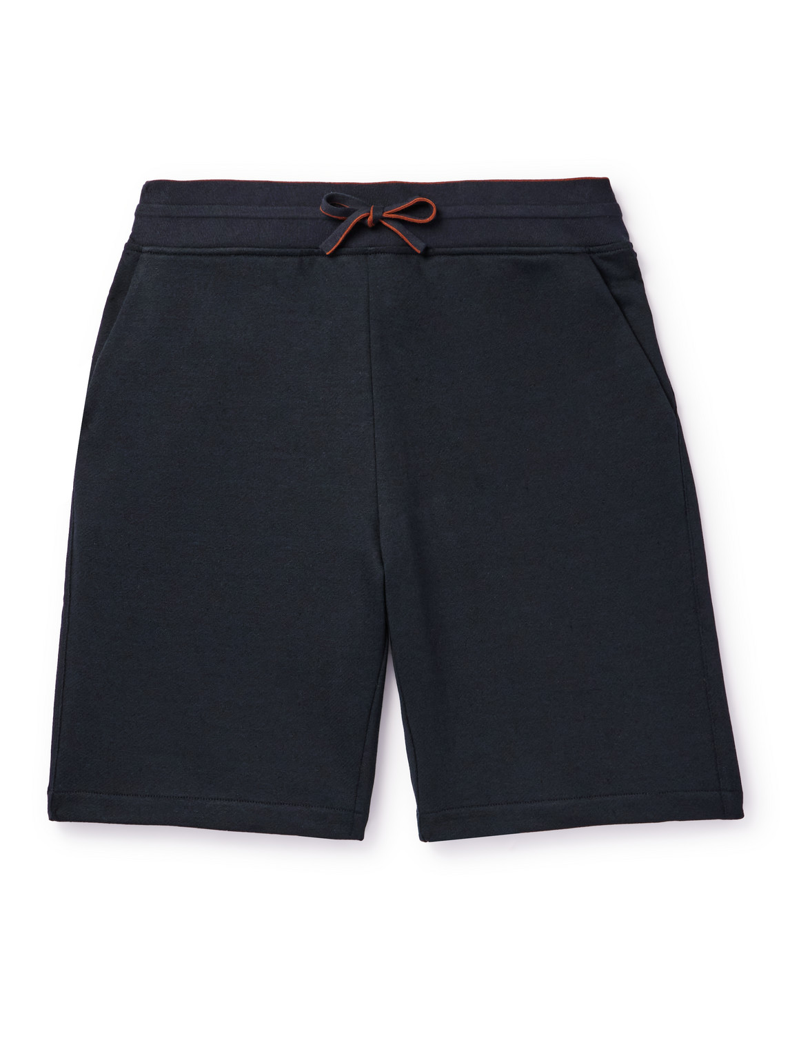 Loro Piana Straight-leg Cotton And Linen-blend Jersey Drawstring Shorts In Blue