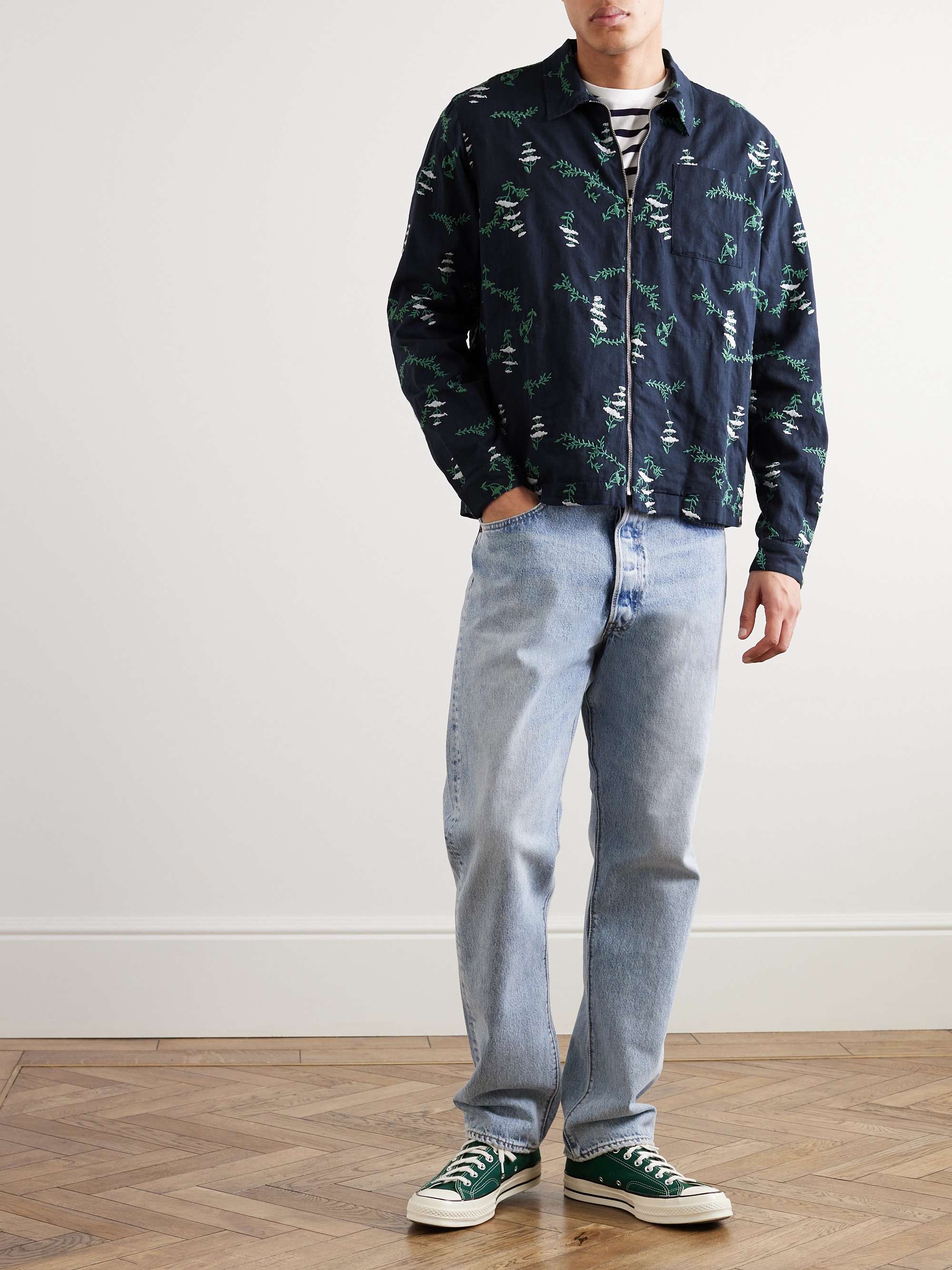 YMC Bowie Embroidered Cotton and Linen-Blend Shirt Jacket