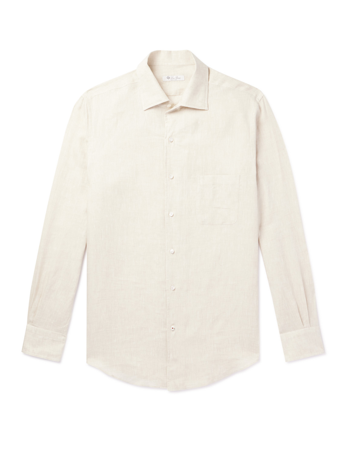 Loro Piana Arizona Linen Shirt In Pelican Grey