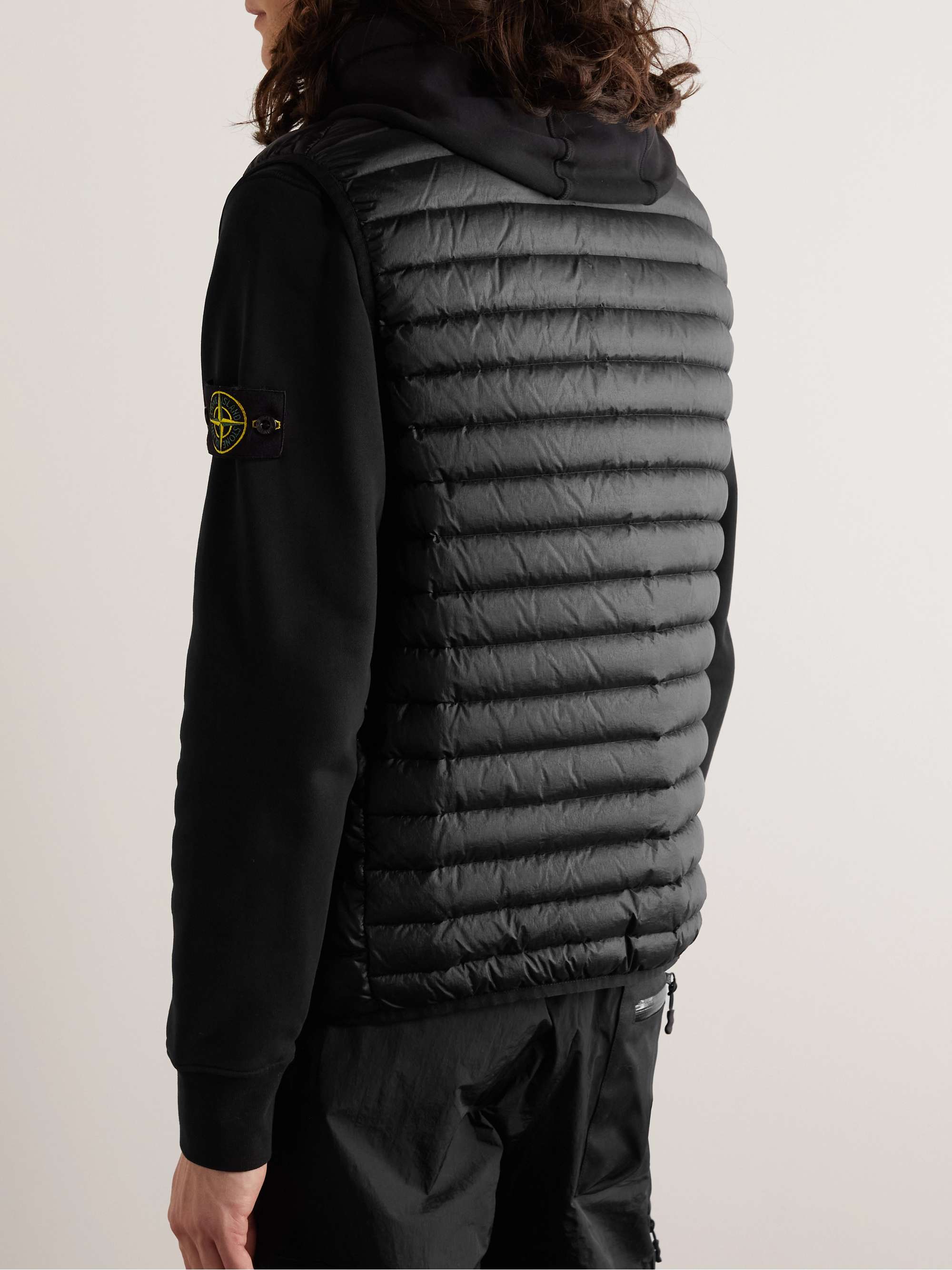 STONE ISLAND Logo-Appliquéd Garment-Dyed Quilted Shell Down Gilet