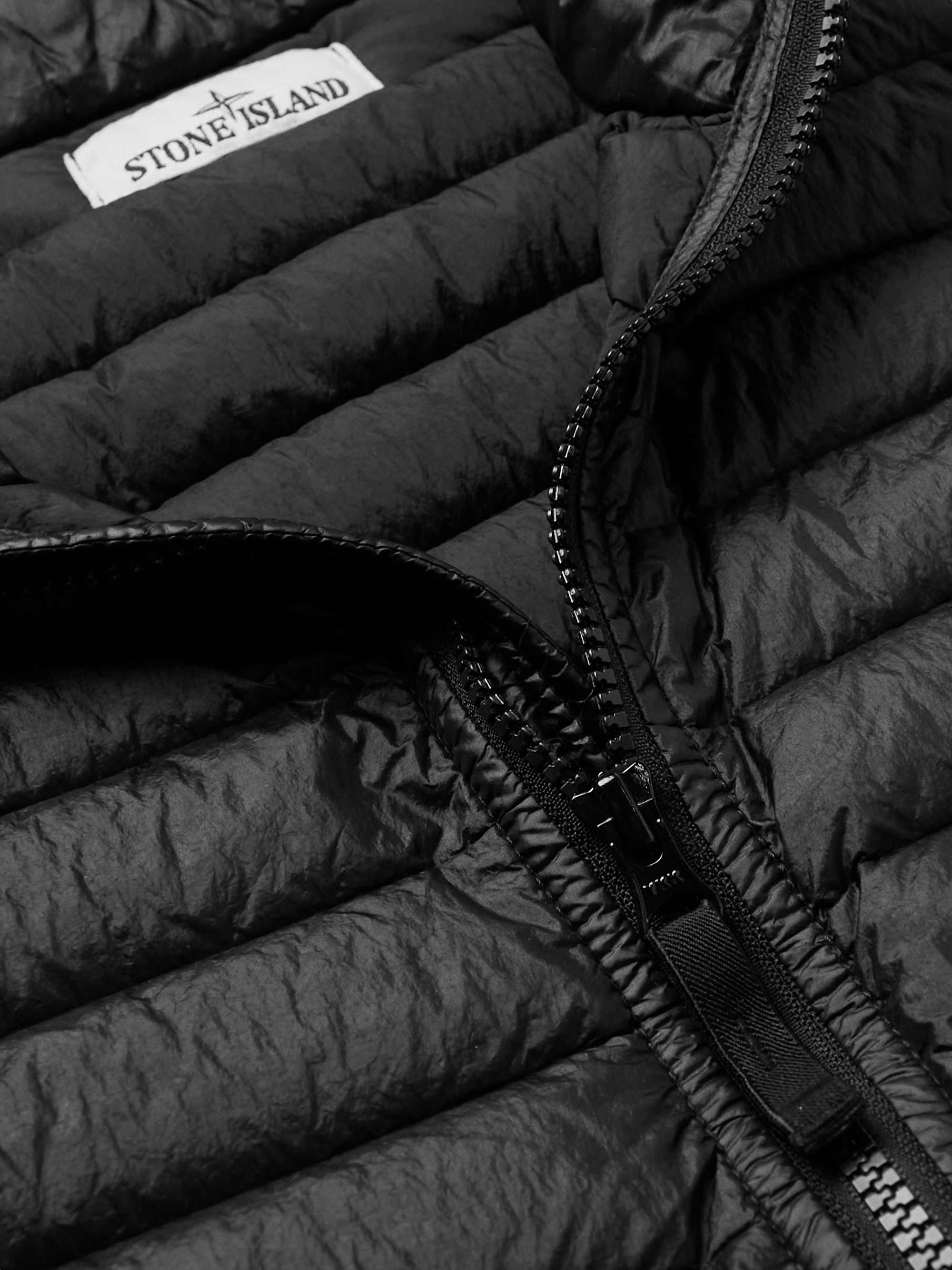 STONE ISLAND Logo-Appliquéd Garment-Dyed Quilted Shell Down Gilet