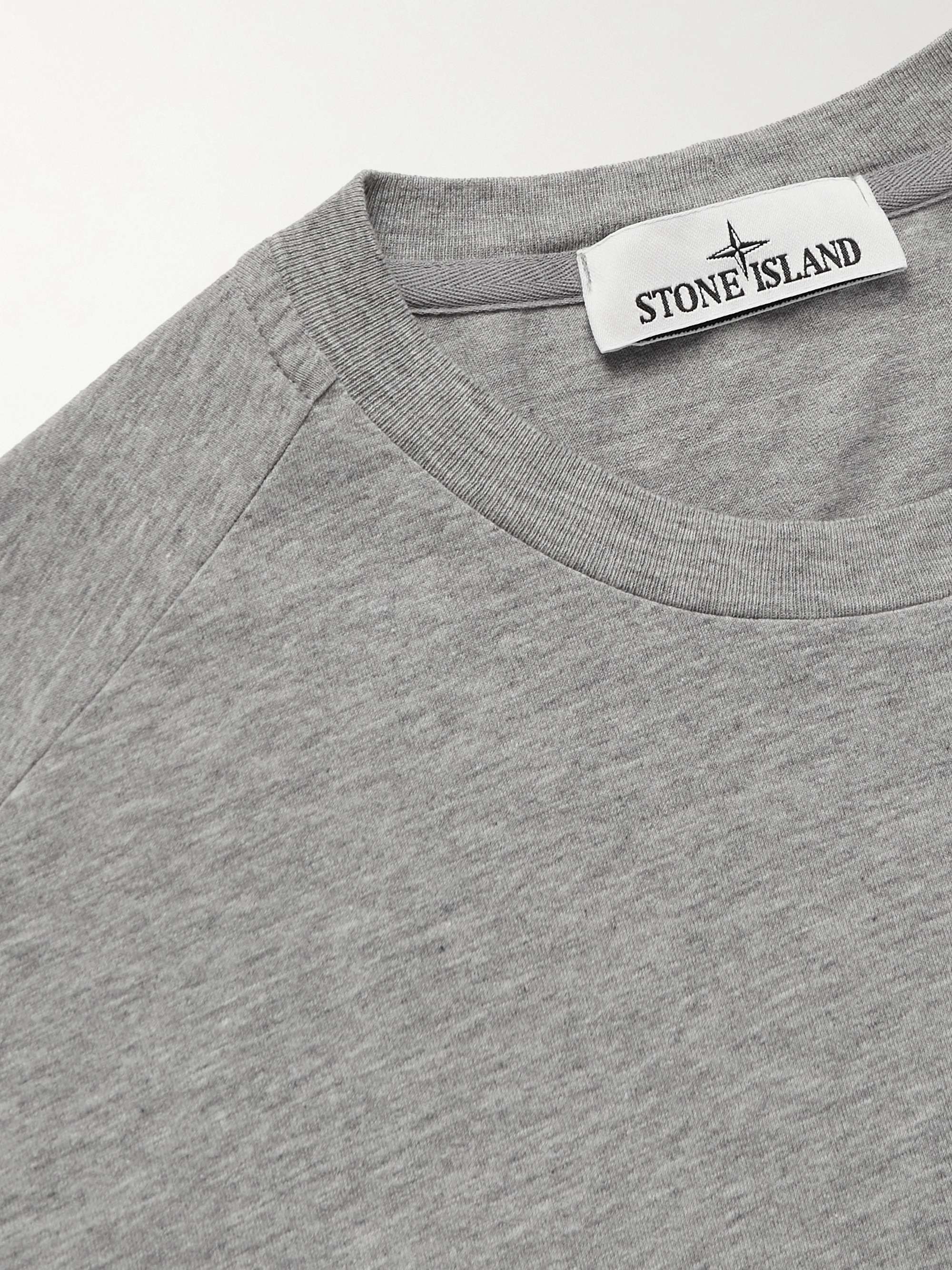 STONE ISLAND Logo-Appliquéd Garment-Dyed Cotton-Jersey T-Shirt