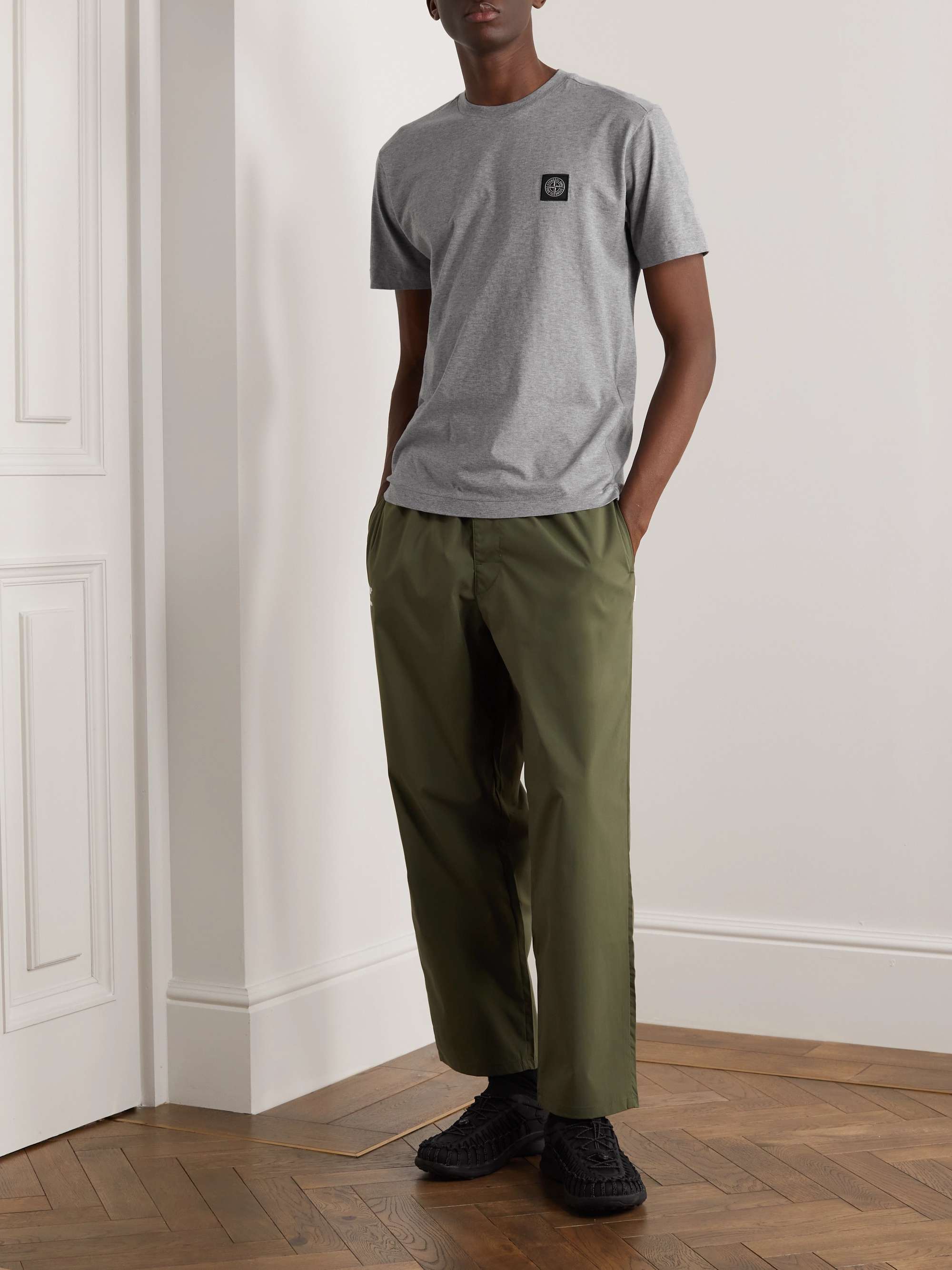STONE ISLAND Logo-Appliquéd Garment-Dyed Cotton-Jersey T-Shirt
