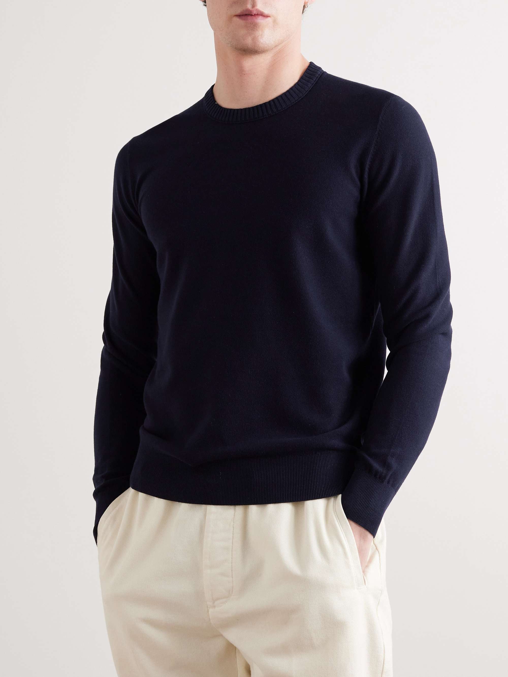 LORO PIANA Cotton and Silk-Blend Piqué Sweater