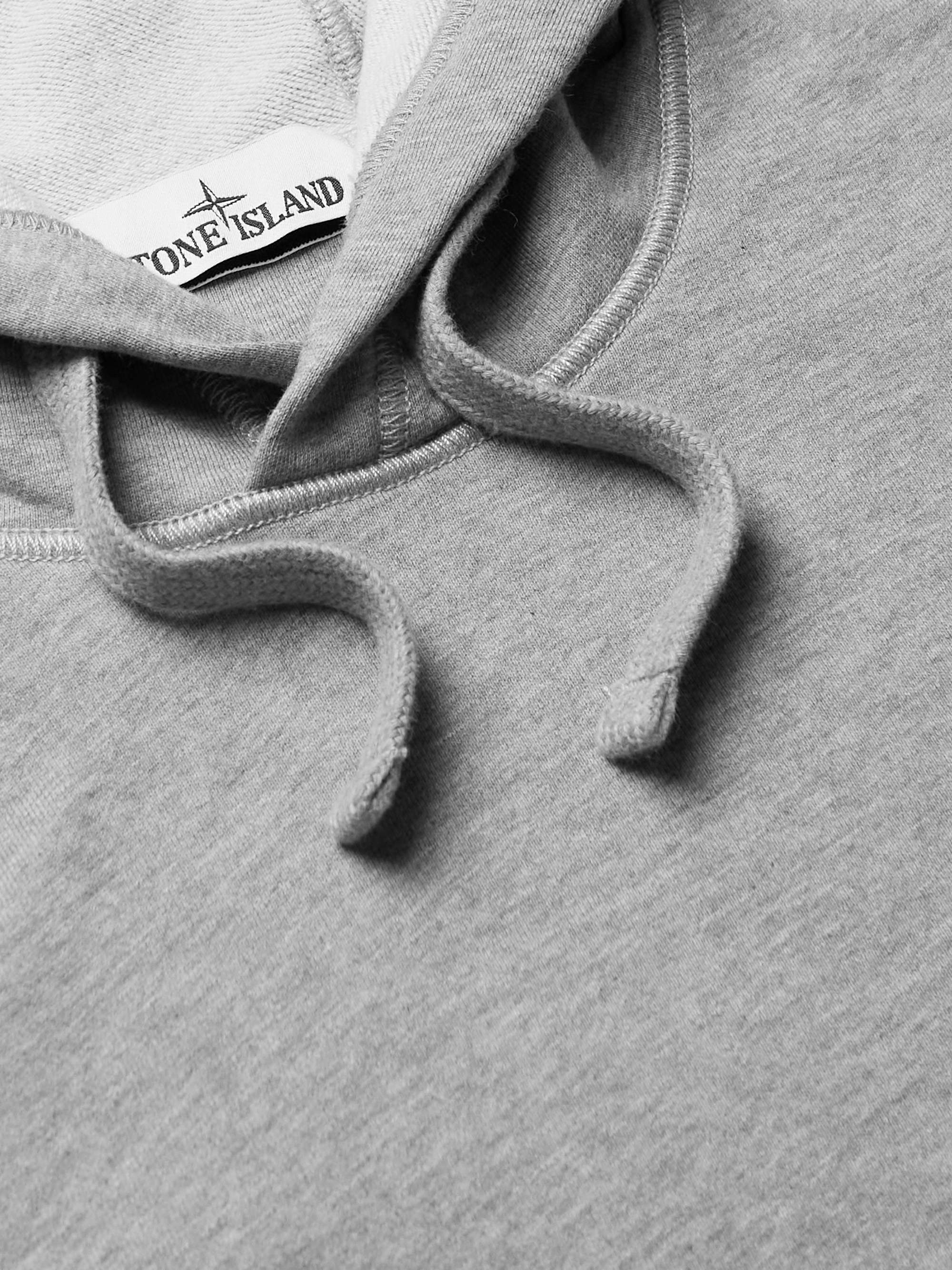 STONE ISLAND Garment-Dyed Logo-Appliquéd Cotton-Jersey Hoodie