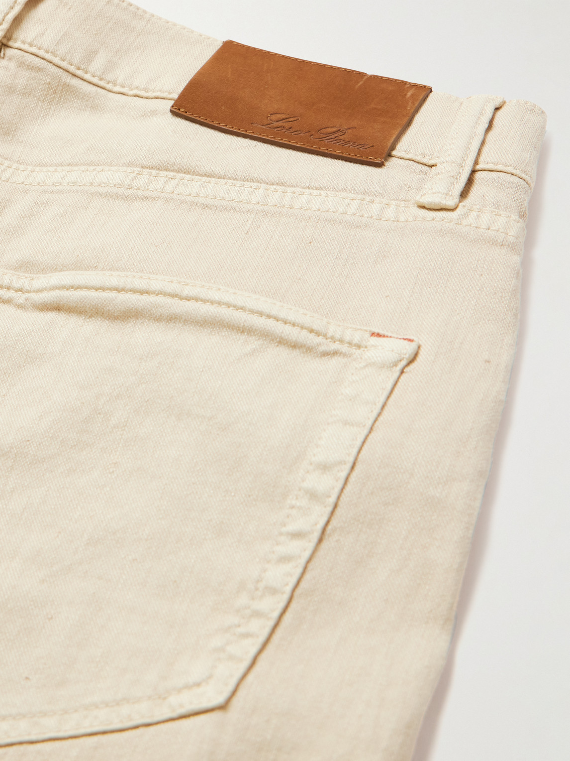 Shop Loro Piana Slim-fit Straight-leg Cotton And Linen-blend Trousers In Neutrals